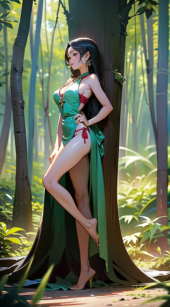 Chin state myanmar..girl in the forests.bikini dress. Full body. Sexy girl.