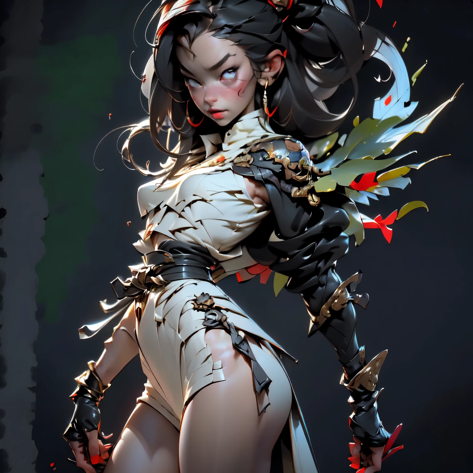 1_Clash of the Titans. A sexy demoness, (beautiful woman in leather outfit with wings and sword, Yang J, Chengwei Pan on ArtStation, CGSociety and Fenghua Zhong, digital fantasy art), Inspired by Fenghua Zhong, epic exquisite character art, Victor Wang, Jason Chan, stunning cgsociety, Beautiful digital images, Lee Song). Angels: (strong body of a woman, clean-shaven head, light angle of an angel from behind, very strong character, anatomically correct proportions. Has a very beautiful female body, fights a terrible enemy, is surrounded by demonic creatures, and indulges, and flirts with them, a very beautiful female body, demonic image). 02_Oil painting techniques of the High Renaissance, masters of the Italian Renaissance; Titian, Veronese, Rubens, Botticelli. This is a dark picture of the battle of an angel warrior with demonic creatures. A lush oil painting with broad strokes, snow-white skin in the center of the composition, and brutal, seductive figures of demonic creatures. Dark monsters. Painting by Bosch, stories by Dante Alighieri, "Divine Hell-Paradise, black hair, high ponytail, dreadlocks, high detail, Surrealism, Art Deco, chiaroscuro, masterpiece, anatomically correct, textured skin, high detail, high quality"