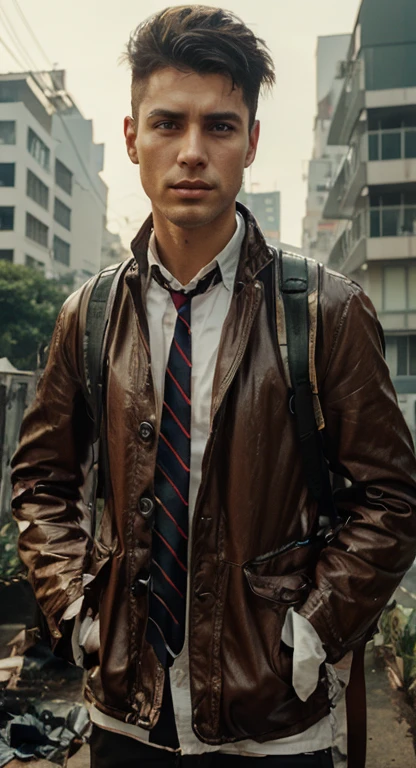 Change backgrounds cyberpunk handsome boy
