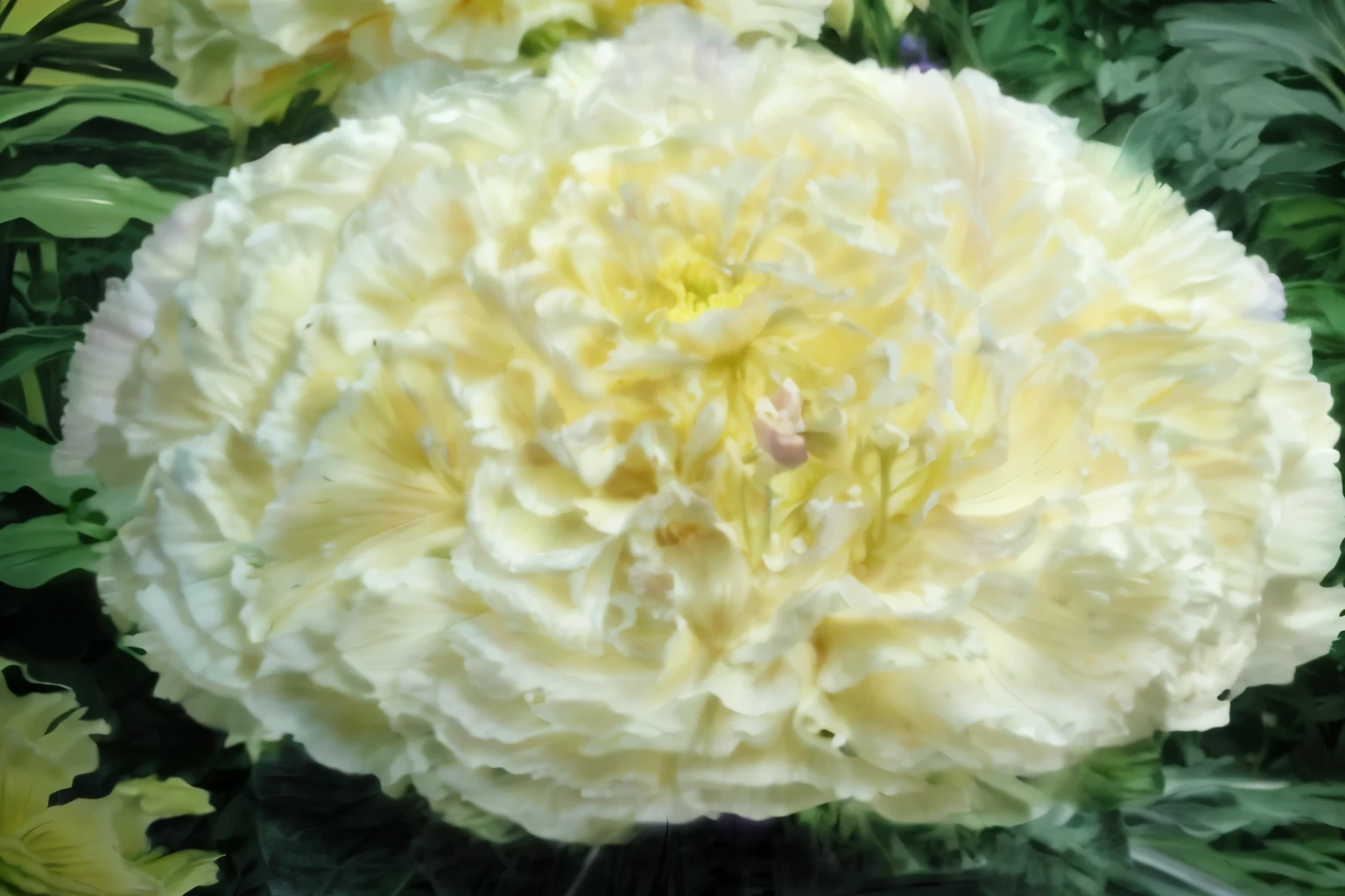 purple and white carnation flower with a green stem in the background, carnation, giant carnation flower head, giant carnation flower as a head, beautiful flower, incredibly beautiful, white and purple, stunningly beautiful, heavily ornamental, beautiful large flowers, stunning photo, unbelievably beautiful, beautiful flowers, large exotic flowers, staggering in its beauty, violet flower, the platonic ideal of flowers