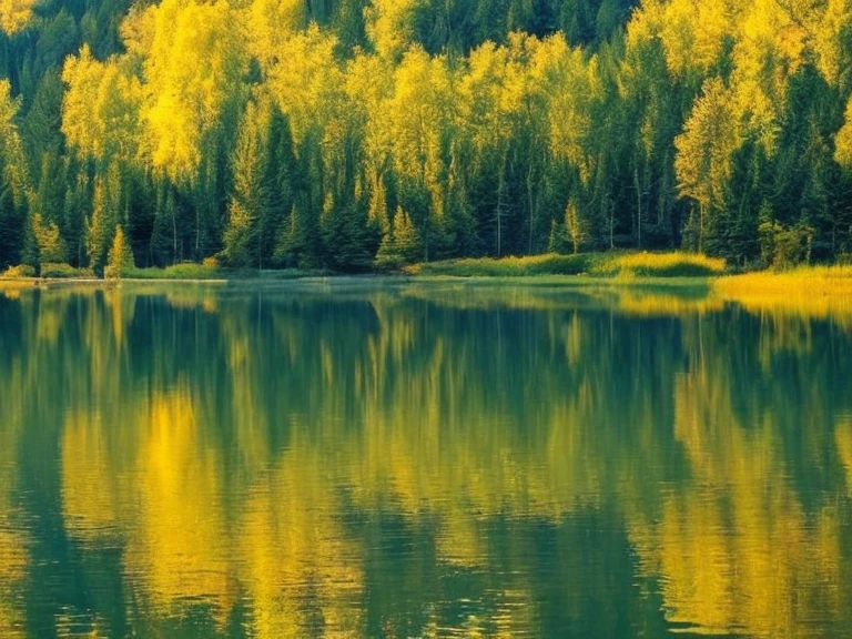 papel de parede, summer, lago, alvorecer, Forest behind the lago, detalhado Les, nuvens, obra de arte, cinematographic, Luz suave, profundidade de campo, rastreamento de raio, reflection in the water, realismo, Ulra expandir,