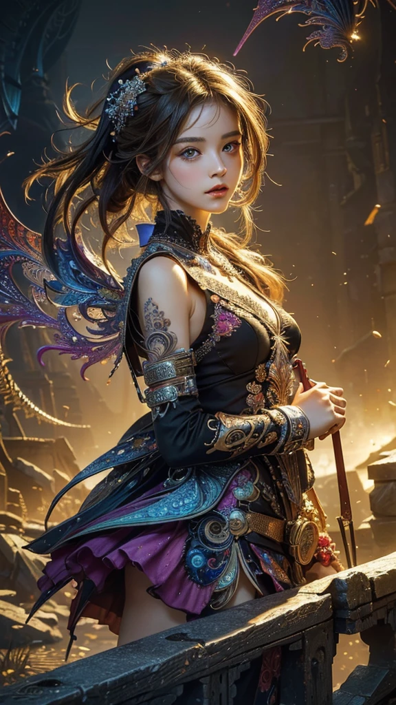 (masterpiece, top quality, best quality, official art, beautiful and aesthetic:1.2), (1girl), extreme detailed,(fractal art:1.3),colorful,highest detailed
