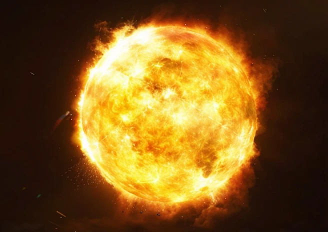 Uma enorme bola de fogo, o sol