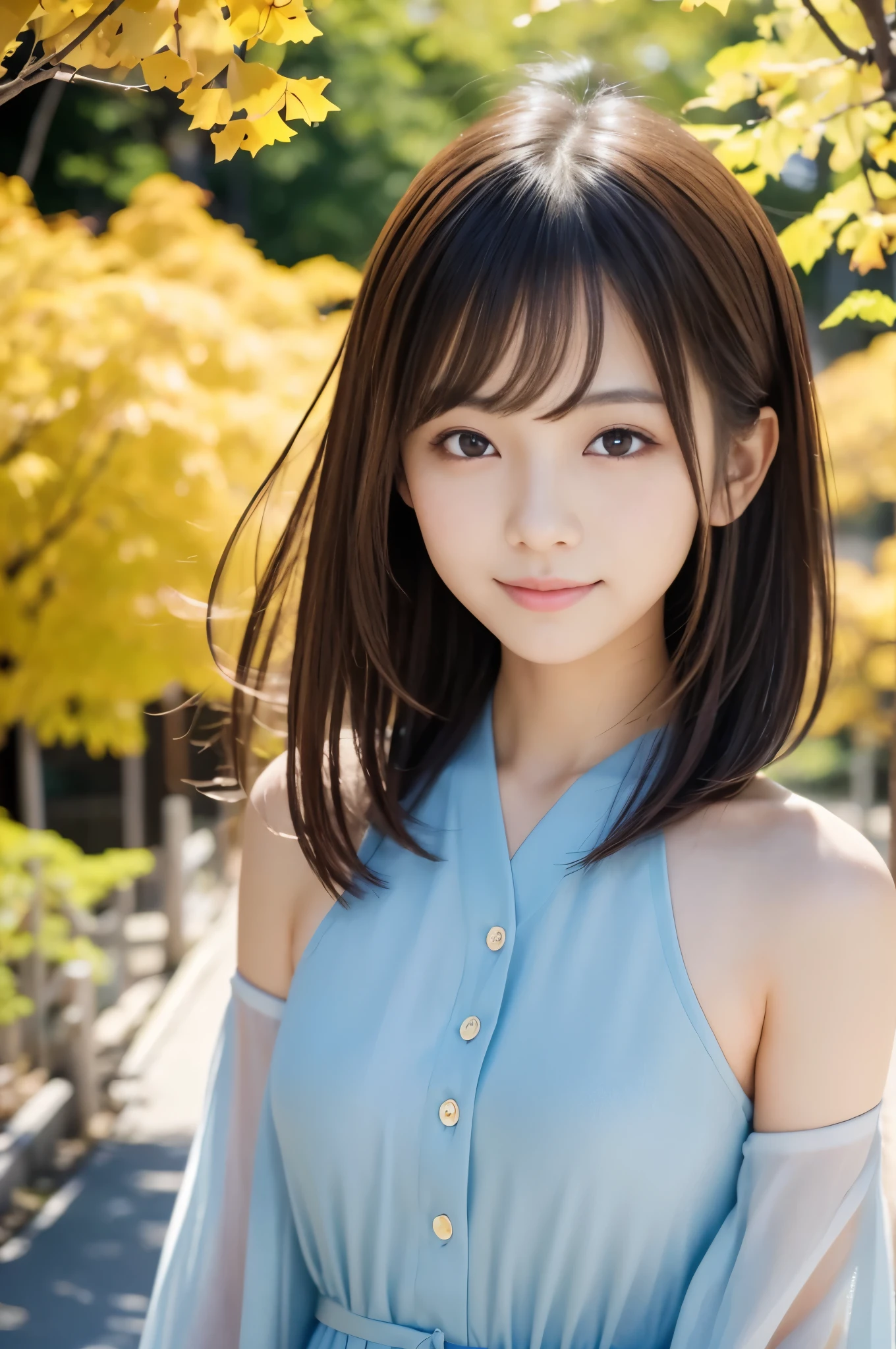((A park lined with yellow ginkgo trees:1.0)),blue sky,anatomically correct,masterpiece of,High resolution,((japanese hair)),((natural smile)),((hair blowing in the wind)),超become familiar withな、fine texture、intricate details、become familiar with、非常become familiar withなCG、high quality shadow,Beautiful and delicate face in every detail、Beautiful and delicate eyes in every detail、Depth of written boundary、ray tracing,1 girl, japanese girl, cute, thin,Autumn outfit,Dressed like a college girl、japanese girl, Japanese female fashion model, beautiful young japanese woman, gorgeous young japanese woman, beautiful japanese woman, japanese girl, Real Anime Girls, Beautiful japanese girl, japanese model, 美しいjapanese girlの顔, asian young girl