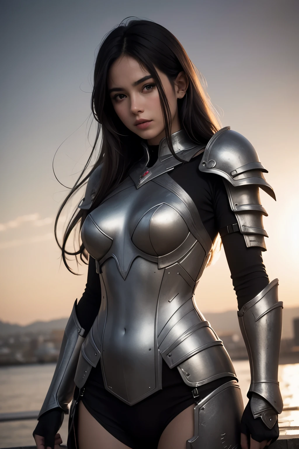((melhor qualidade)), ((obra de arte)), (detalhado), rosto perfeito girl corpo inteiro completamente pelada, mulher estilo anime, with armor only on his entire right arm. Up to the hand. Seios XXL bem grandes big