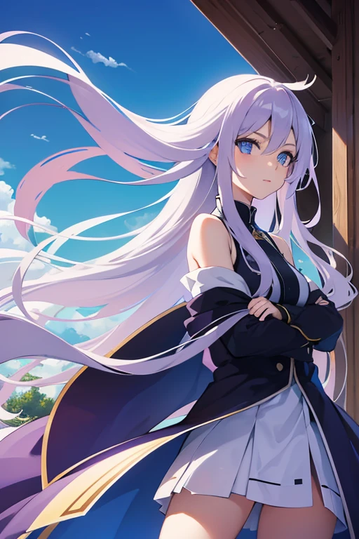 long purple hair,double-tailed platinum,Blue eyes,The Wind Is Blowing.