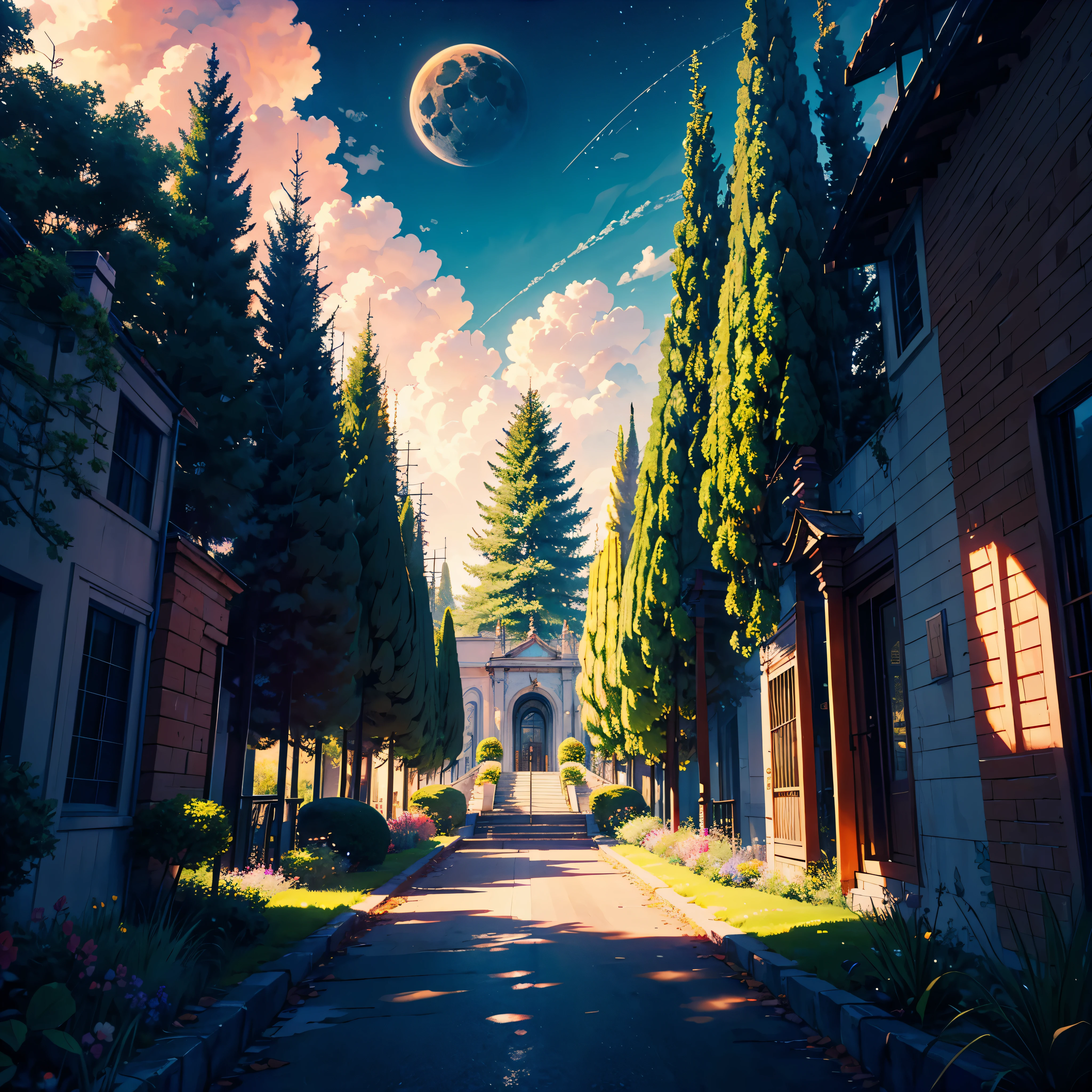 (hyper best quality, ultra_highres, epic masterpiece:1.2),ultra-detailed,(realistic,photorealistic,photo-realistic:1.37),otherworldly city,a city on a tree,a giant world tree with long and big vines,large-sized colorful houses suspended in mid-air by the vines,houses hanging on the branches of the tree,far shot,magical atmosphere,dreamlike scenery,mesmerizing colors,dazzling lights,vibrant and vivid cityscape,ethereal glow,whimsical architecture,impressive scale of the city,detailed foliage on the tree,elaborate textures on the houses,depth and dimension in the composition,immersive and grand view,enchanted setting,lush greenery,beautifully entwining vines,majestic and awe-inspiring tree,mythical and fantastical world,revel in the beauty of nature and civilization,unforgettable and breathtaking scenery,explore the secrets hidden within the city on the tree. perfect lighting, perfect shading, , moon light, stars, dynamic natural background, RPG art, magical atmosphere magic-fantasy-forest, ultra best realistic, absurdres, [ultra detailed], ultra best quality, (extremely detailed), ultra wide shot, photorealism, depth of field, hyper realistic painting, 3D rendering, varies multi etc. --v 6 --s 1000 --c 20 --q 20 --chaos 100
