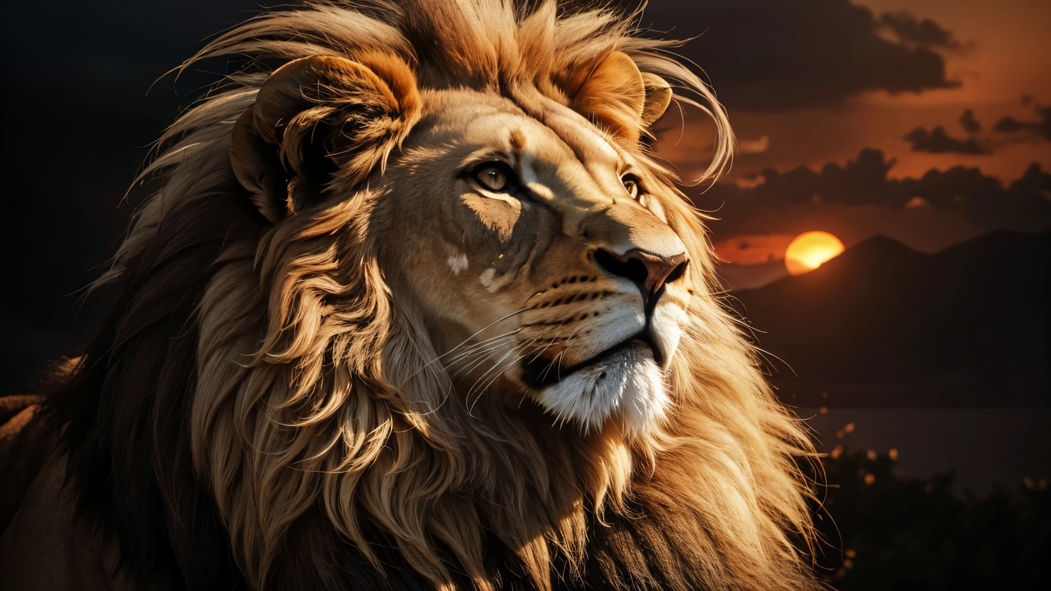 Lion, Divine Lion, naturais, Natureza, Natureza, Linda, renderizado, fotorrealista, UltraHD, 4k, texturasdetalhadas, thunders, sombras detalhadas, cores detalhadas, por do sol, sol se pondo, Sunset, Natureza Linda, Great Divine, por do sol, contraste detalhado, contraste realista, high resolution, cores detalhadas, fogo, eletricidade, divina criatura, 8k, Detailed Realistic, 16K, 8K, HD, contraste detalhado, contraste realista, high resolution, cores detalhadas, fogo, eletricidade, divina criatura, 8k, Detailed Realistic, Elegante,