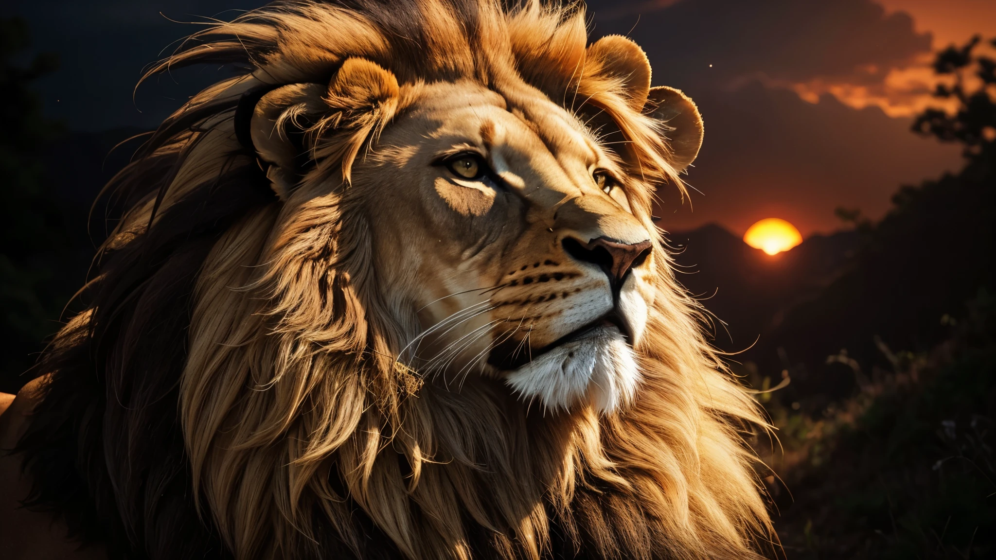 Lion, Divine Lion, naturais, Natureza, Natureza, Linda, renderizado, fotorrealista, UltraHD, 4k, texturasdetalhadas, thunders, sombras detalhadas, cores detalhadas, por do sol, sol se pondo, Sunset, Natureza Linda, Great Divine, por do sol, contraste detalhado, contraste realista, high resolution, cores detalhadas, fogo, eletricidade, divina criatura, 8k, Detailed Realistic, 16K, 8K, HD, contraste detalhado, contraste realista, high resolution, cores detalhadas, fogo, eletricidade, divina criatura, 8k, Detailed Realistic, Elegante,