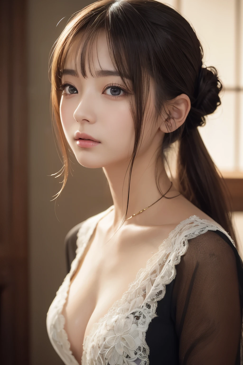 focusing on people。Create and express the most realistic compositions of people。((masterpiece))、(((highest quality)))、((super detailed))、(surreal)、(Highly detailed CG illustration)、(very delicate and beautiful)、masterpieceの少女、highest quality、realistic skin feel、realistic fabric、Introducing a realistic illustration that focuses on the central front of the girl with realistic and super detailed eyes..。this is the absolute rule, And the next sentence describes the image quality。 The most talented painter in human history meets an unparalleled beauty.、犬火いちごの歴史の中で最も偉大なmasterpieceです, I am drawing the most beautiful image once in a lifetime..。 Create stunning anime artwork that's currently trending with seaStation、Introducing exquisite beauty and captivating aesthetics。Hair is tied up