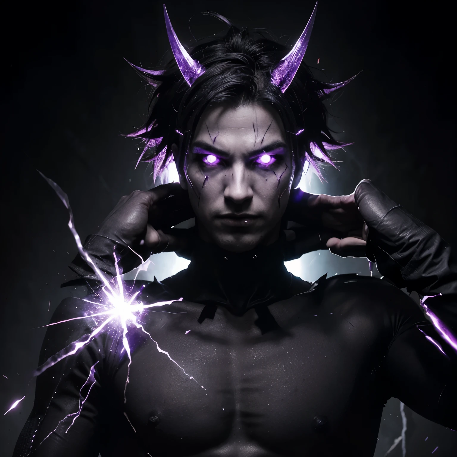 Like the evil version of Yami2hero has dark purple and lighter purple aura surrounding him as he wrecks things and souls began to get sucked into his aura without even trying then he just somehow change into a hero to everyone… I haven’t really thought about the reason he transformed but I’ll think of something
