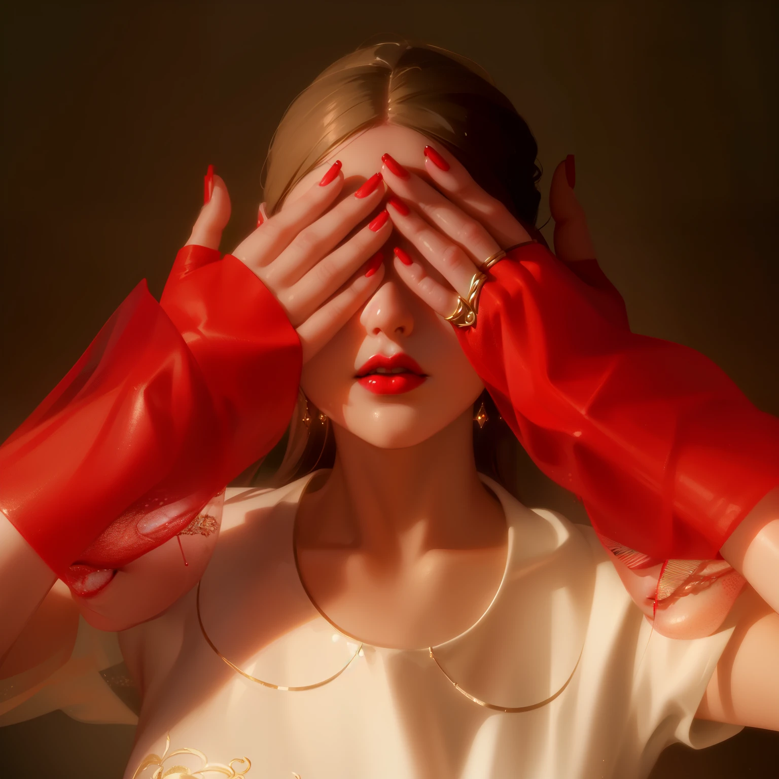 (Ultra-Detailed), (8K, Best Quality), (Masterpiece), (Illustration), (Shiny Skin), (Cinematic Lighting), 1Girl, (Delicate Detailed), (Intricate Details), (Octane Render), (Red Lips), (Red Nails)