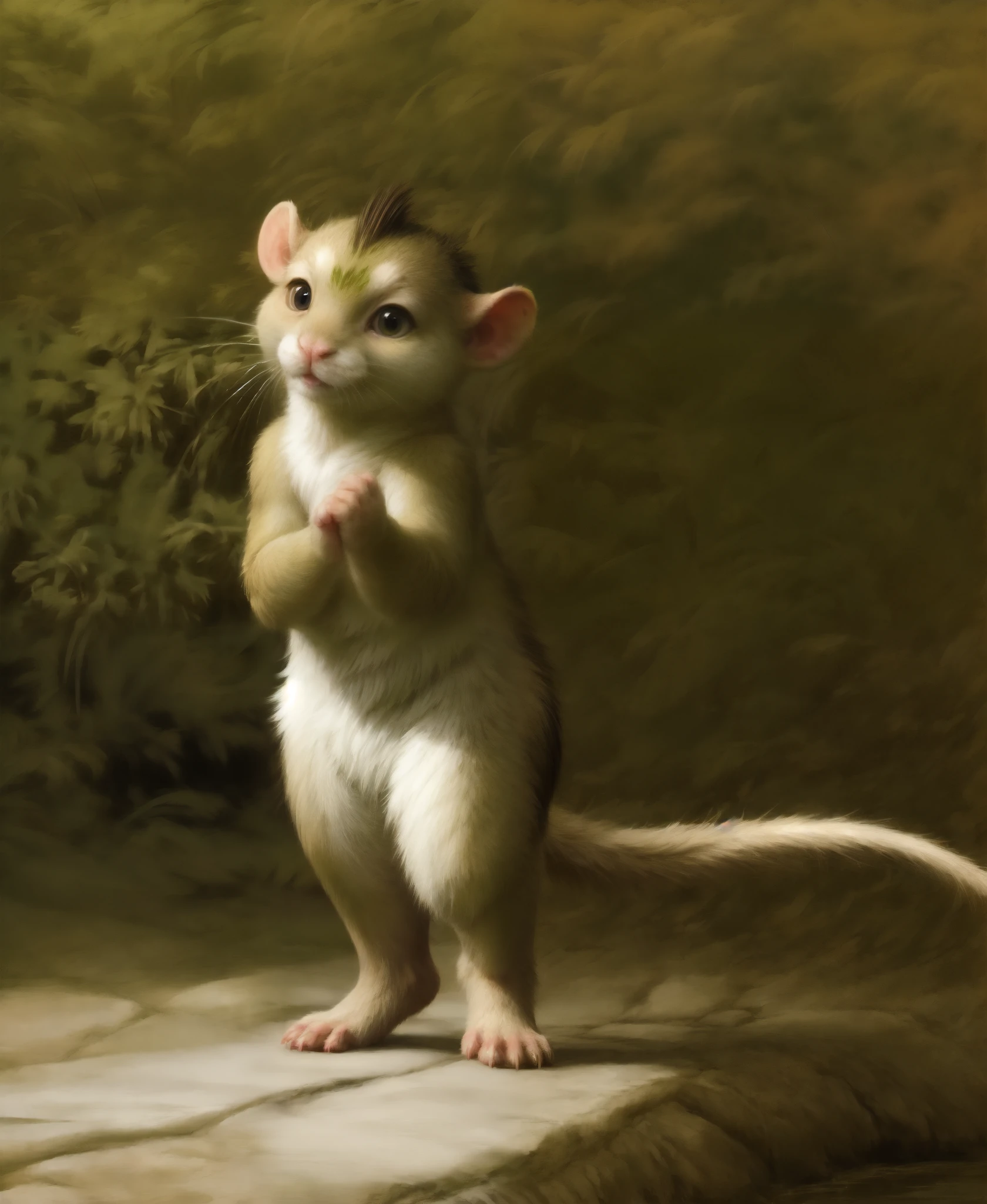 best quality, 4k, 8k. 16k. hdr, (feral:1.4), cute furry female (gerbil:1.4) ever, flat chest, body fur, long snout, short limbs, small, brown fur, thick thighs, photorealistic featailed gerbil body fur, muridae, rodent, kemono, navel, gerbil tail, (tail tuft:1.2), chest tuft, dark hair, by konzaburou, by ukan_muri, by kikurage, by kawazu_fumi