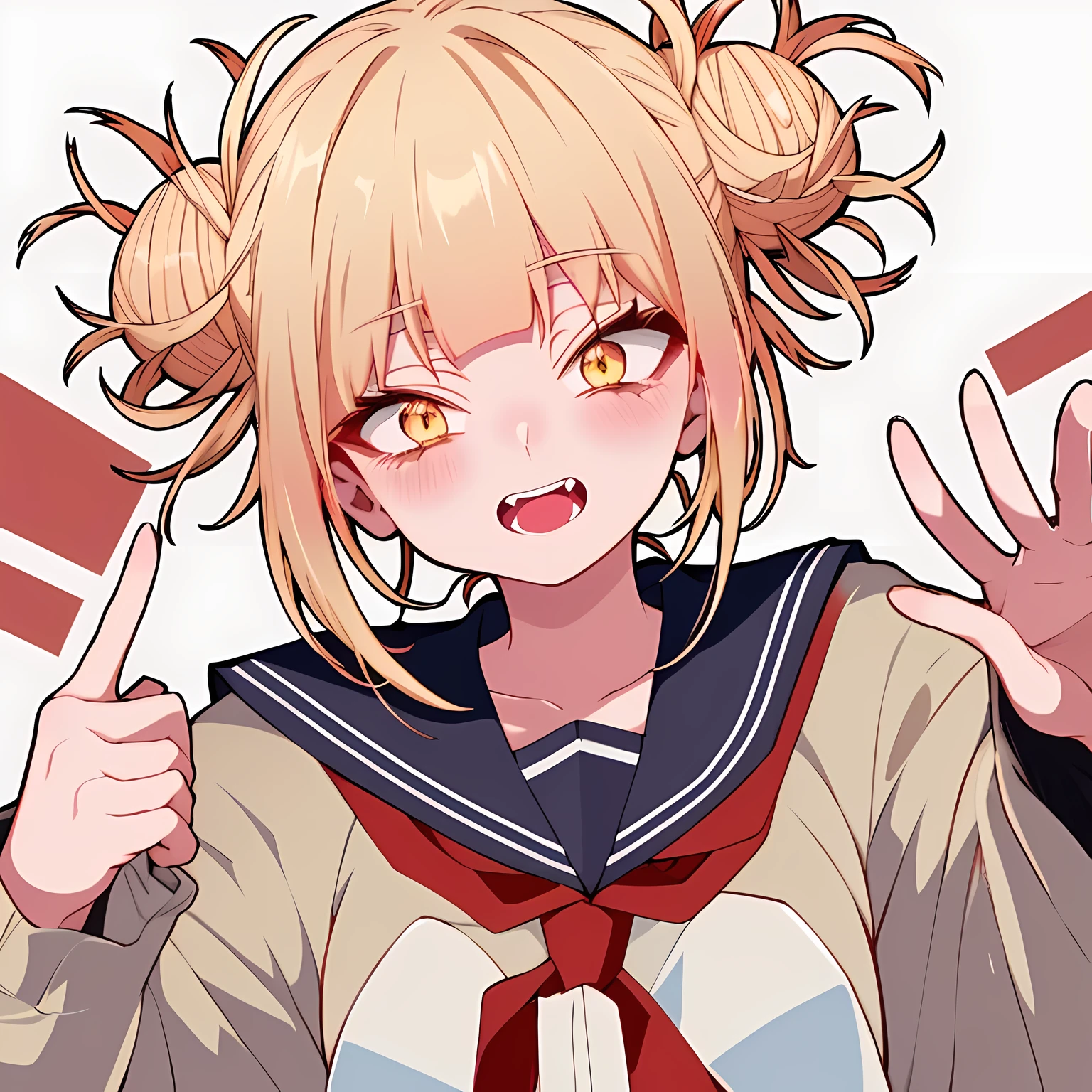Himiko Toga, ojos detallados, obra maestra, manos detalladas, bonita, vestido blanco, inocente, anime