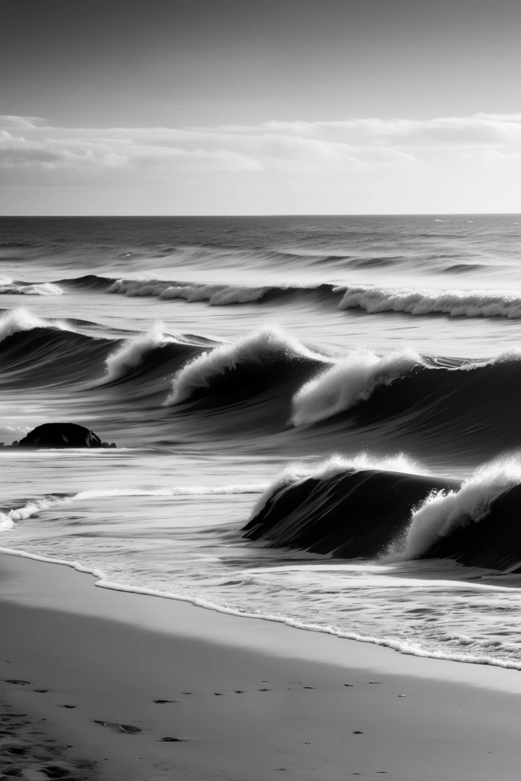 Beach North Baltic Sea Black and White