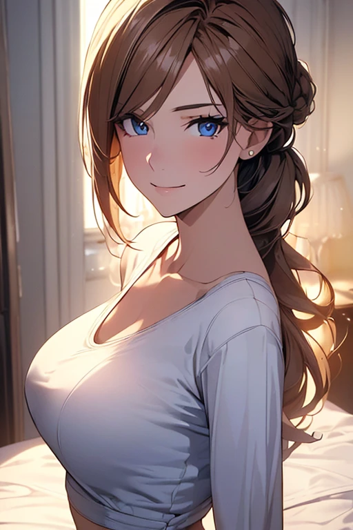 ((Best Quality, 8K, Masterpiece: 1.3)), 1girl, Slim Abs Beauty: 1.3, (Hairstyle Casual, Big Breasts: 1.2), Dress: 1.1, Super Fine Face, Delicate Eyes, Double Eyelids, Smile, Home
