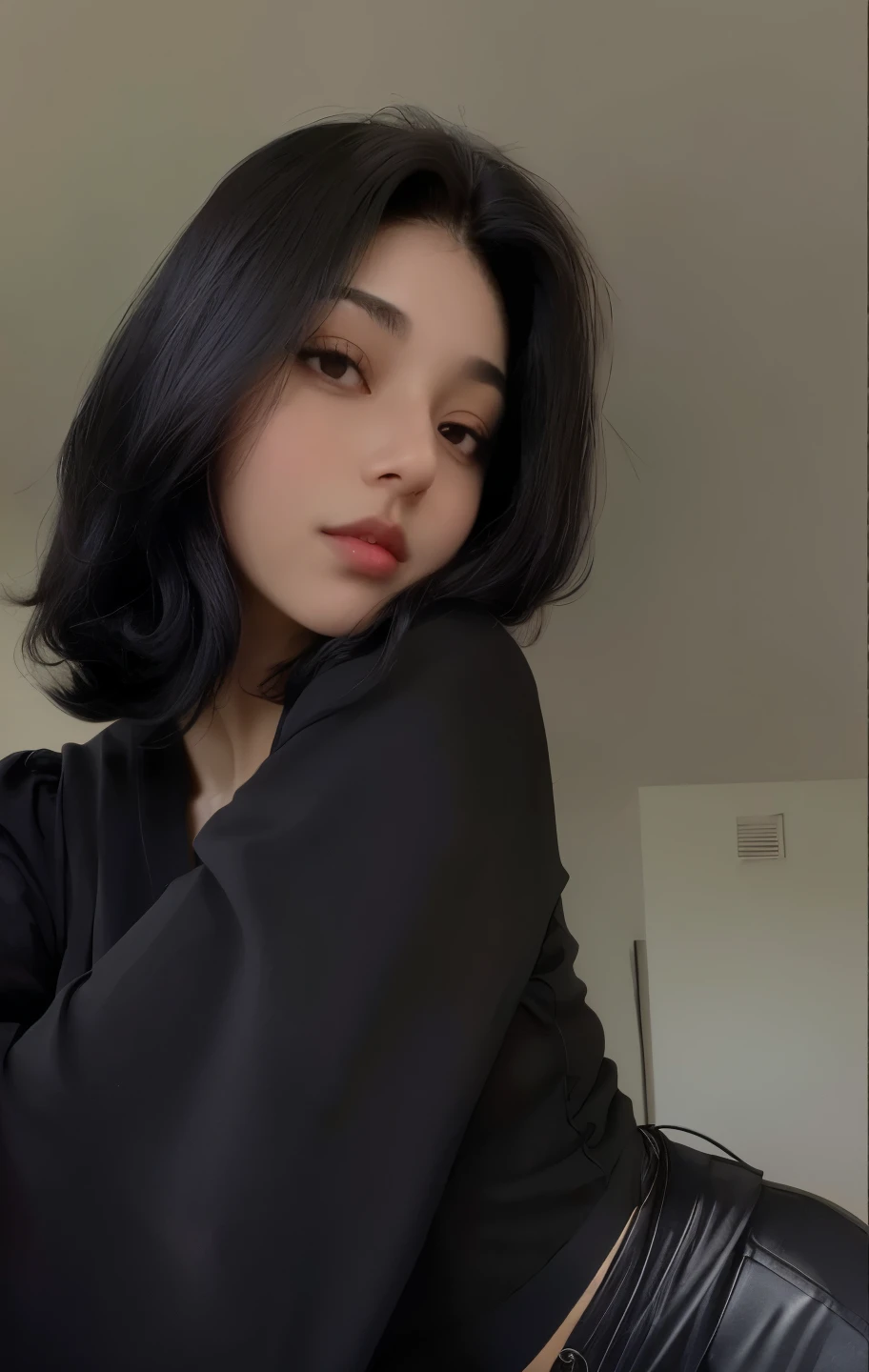 arafed woman con pelo negro and a black top posing for a picture, 🤤 girl portrait, Con pelo corto, con pelo negro liso, pale skin persian girl, Ella tiene el pelo negro, girl con pelo negro, con pelo negro, Ella tiene el pelo negro with bangs, cruel korean gothic girl, pelo negro y ojos grandes, pelo negro medio
