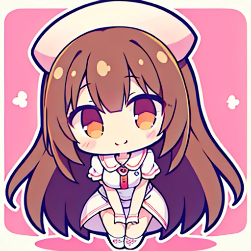 muste piece、super detailed、High quality、masterpiece、highest quality, 1 girl, long brown hair:1.5、wavy long hair、brown eyes、alone、Sexy Nurse、lingerie、bewitching smile、{{one tone background、 background:1.8}}、Full body Esbian、icon、