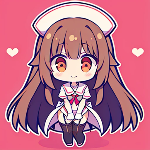  muste piece、super detailed、High quality、masterpiece、highest quality, 1 girl, long brown hair:1.5、wavy long hair、brown eyes、alone、Sexy Nurse、garter belt、garter stockings、bewitching smile、{{one tone background、 background:1.8}}、Full body Esbian、icon、