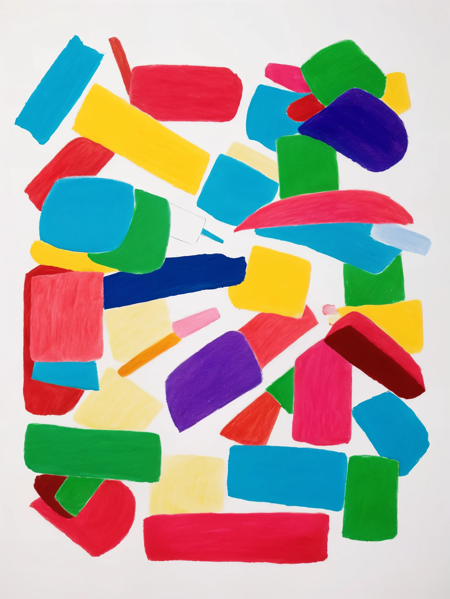 Very Naive children's drawing with coloured chalk on white paper, made by hand by a , family and a house, isolated on white background, very charming.  crayons chaos stylize weird