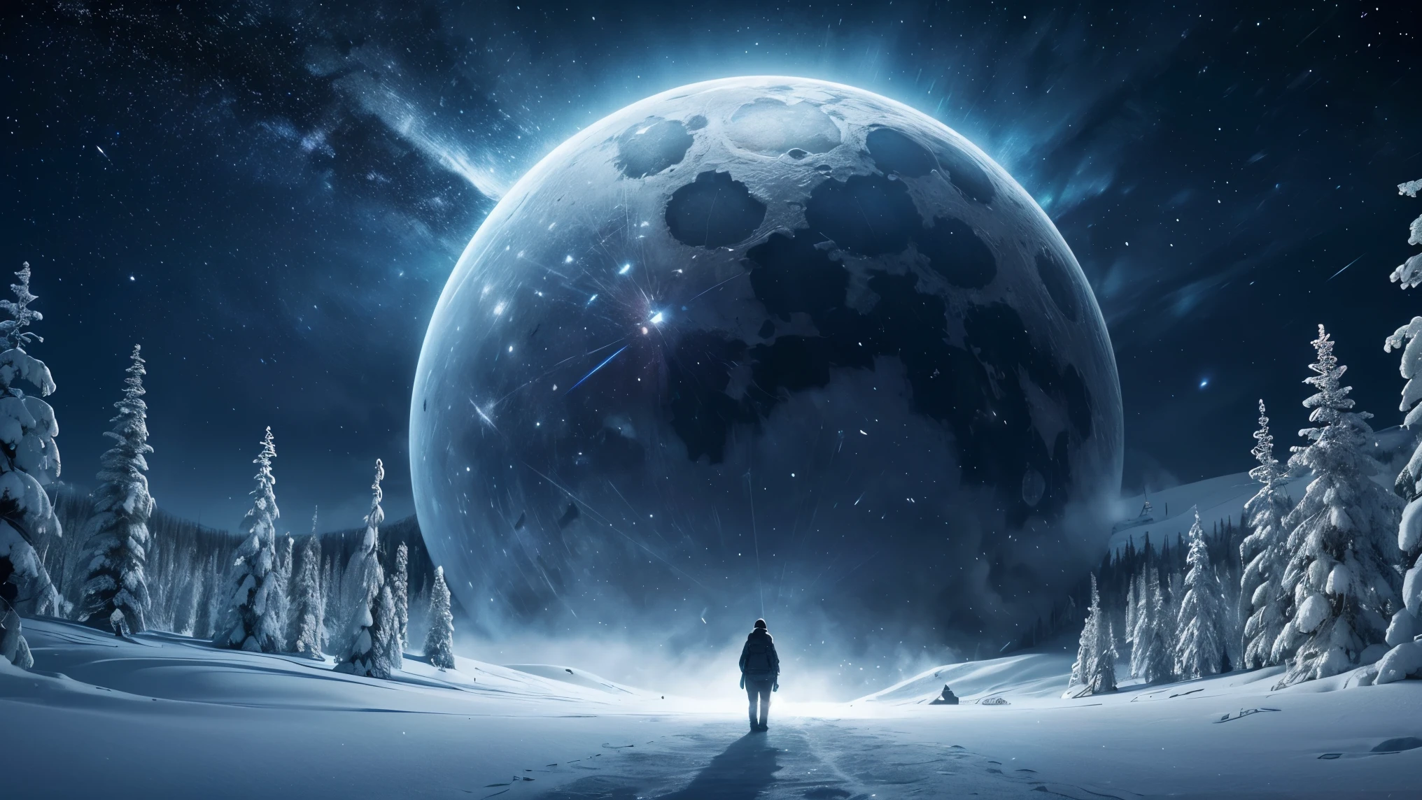 (.An ultra secret scientific base:1.2) located in An exquisite arctic landscape painted in various shades of ethereal blue, showcasing the untouched beauty of icy, and an expansive frozen forest stretching as far as the eye can see. A landscape with feminine curves. Mounds reminiscent of the
the shape of generous breasts. The serene atmosphere is intensified by the soft glow of the moon reflecting off the crystalline ice, creating a captivating tableau of pure tranquility and awe-inspiring natural wonders. Northern lights. National geographic style. Masterpiece. UHD.
