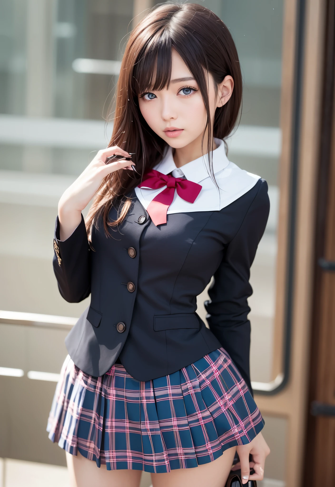 sailor suit、school uniform、A beautiful girl in the world、shiny glossy skin、sparkle on the cheeks、bangs between the eyes、光沢のあるシルクと非常に長くてまっすぐなbeautiful天然ブロンド、eyeliner、Sexy and beautiful 29 years old、High resolution, big, beautiful, bright light blue eyes、Beautiful and bright girl、sharp、