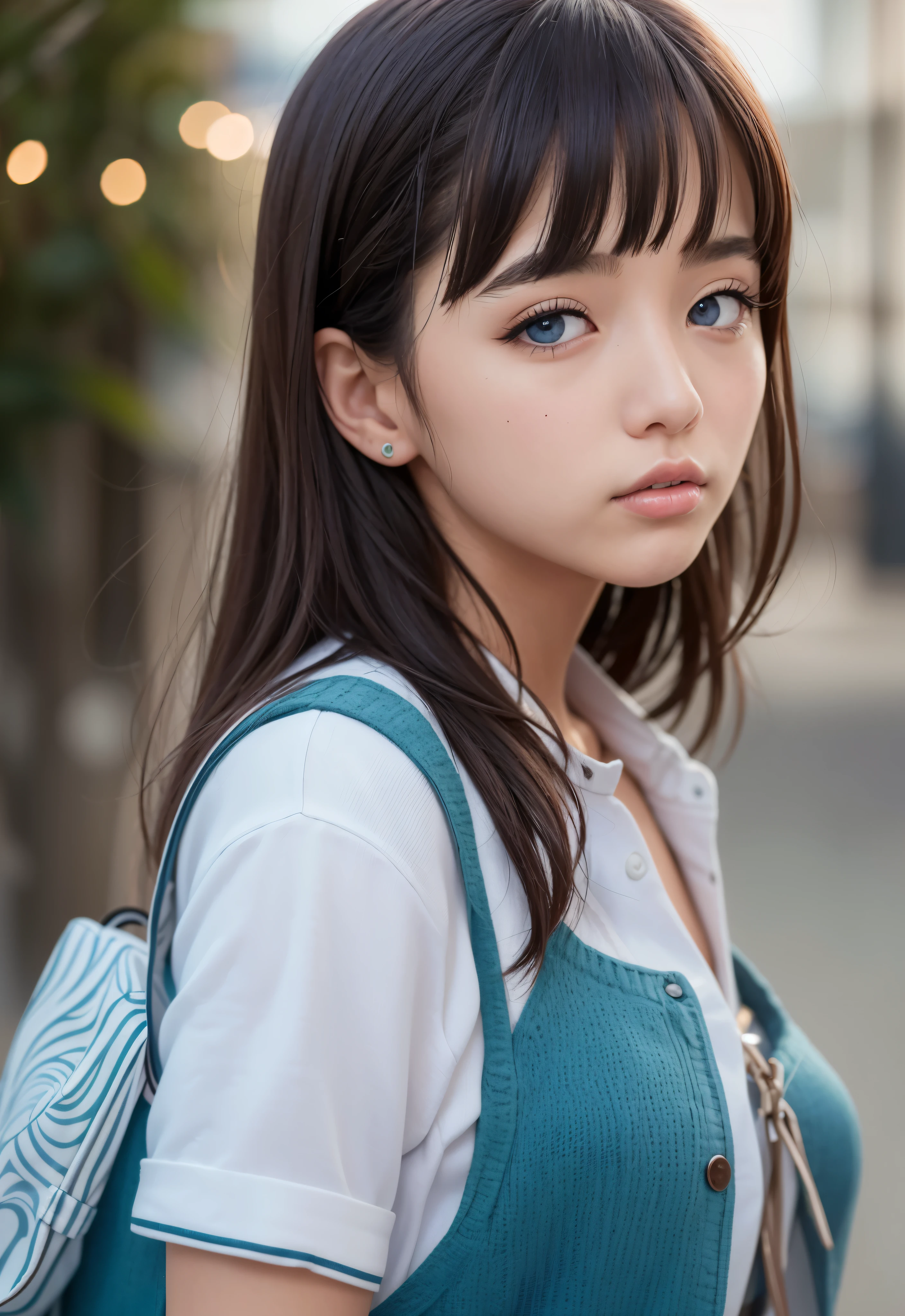 sailor suit、school uniform、A beautiful girl in the world、Glossy skin、sparkle on the cheeks、bangs between the eyes、光沢のあるシルクと非常に長くてまっすぐなbeautiful天然ブロンド、eyeliner、Sexy and beautiful 22 years old、High resolution, big, beautiful, bright light blue eyes、Beautiful and bright girl、sharp、