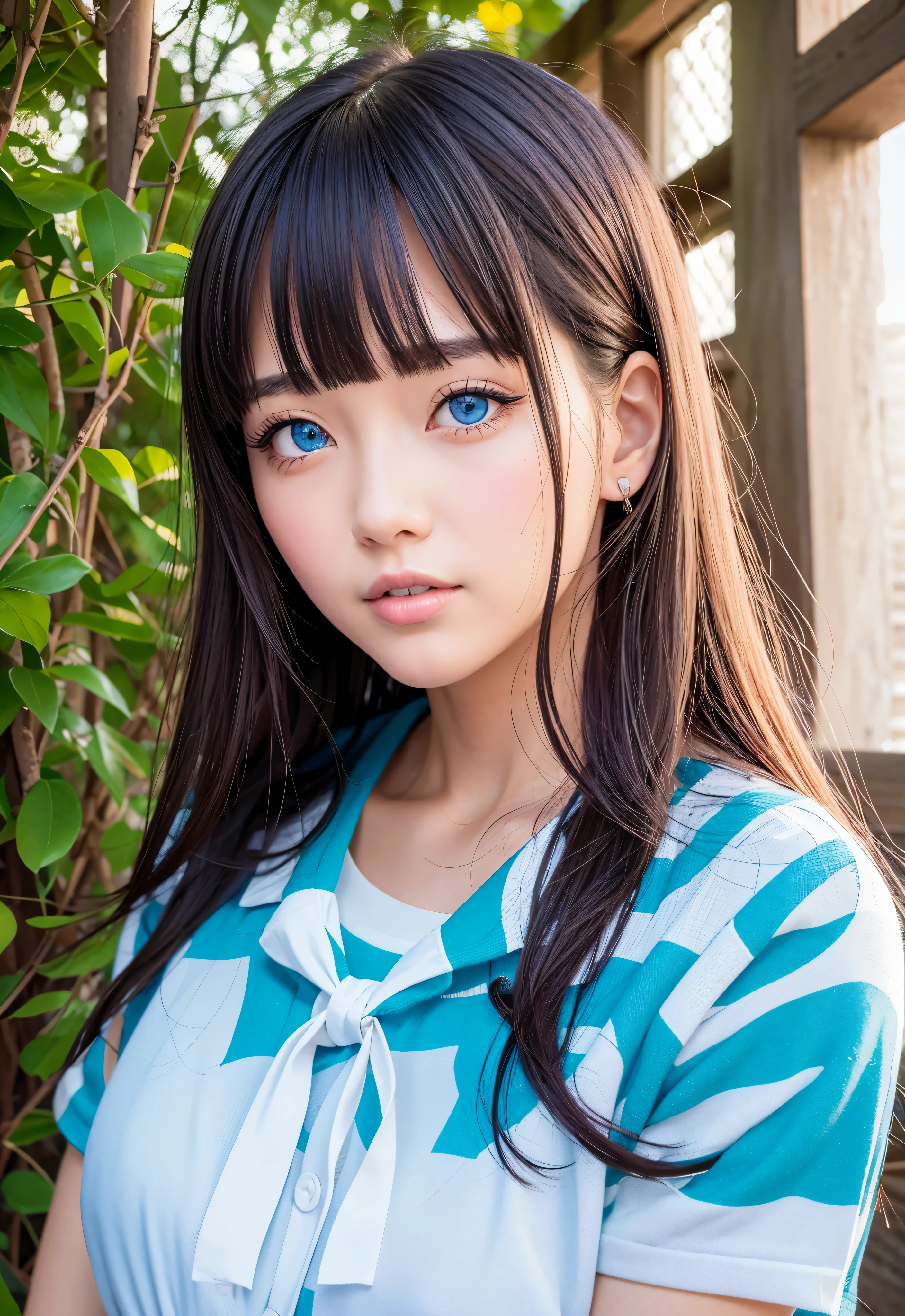 sailor suit、school uniform、A beautiful girl in the world、Glossy skin、sparkle on the cheeks、bangs between the eyes、光沢のあるシルクと非常に長くてまっすぐなbeautiful天然ブロンド、eyeliner、Sexy and beautiful 35 years old、High resolution, big, beautiful, bright light blue eyes、Beautiful and bright girl、sharp、