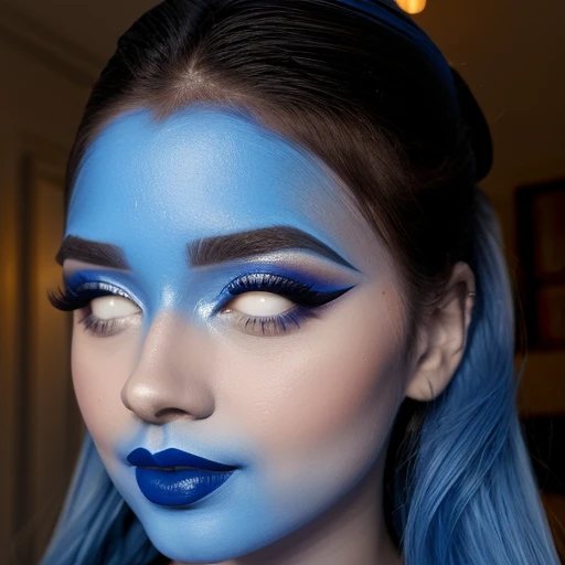Lantia, blue lipstick ,blue face makeup