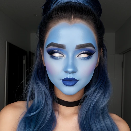 Lantia, blue lipstick ,blue face makeup