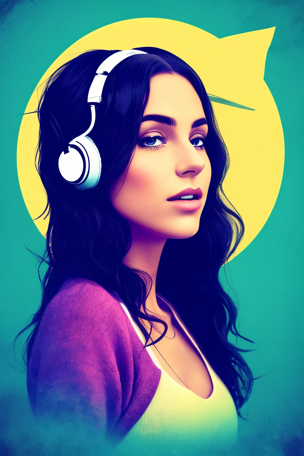 personnage, femme, musique, tiktok, ambiance, retro