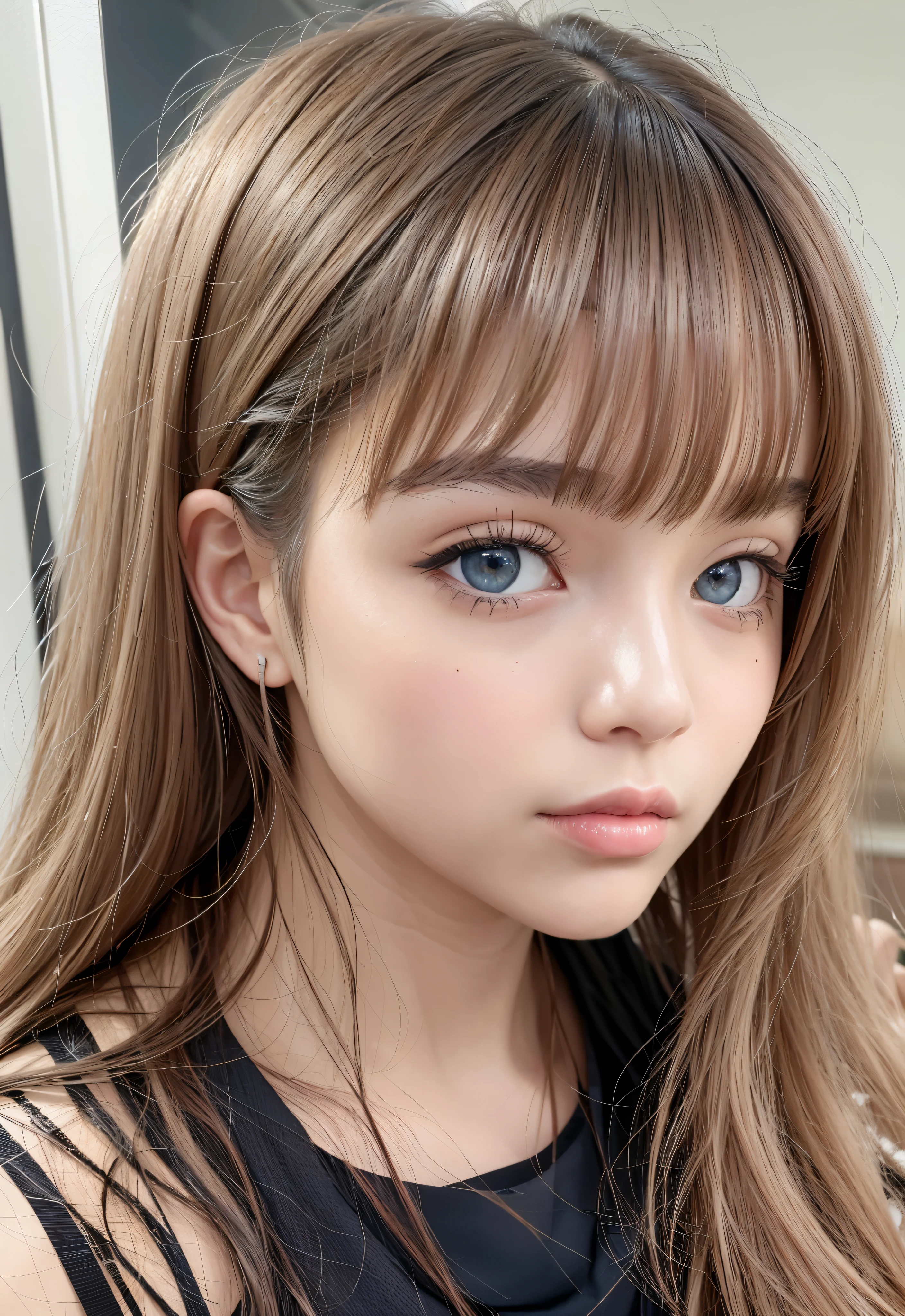 sailor suit、school uniform、A beautiful girl in the world、Glossy skin、sparkle on the cheeks、bangs between the eyes、光沢のあるシルクと非常に長くてまっすぐなbeautiful天然ブロンド、eyeliner、Sexy and beautiful 30 years old、High resolution, big, beautiful, bright light blue eyes、Beautiful and bright girl、sharp、