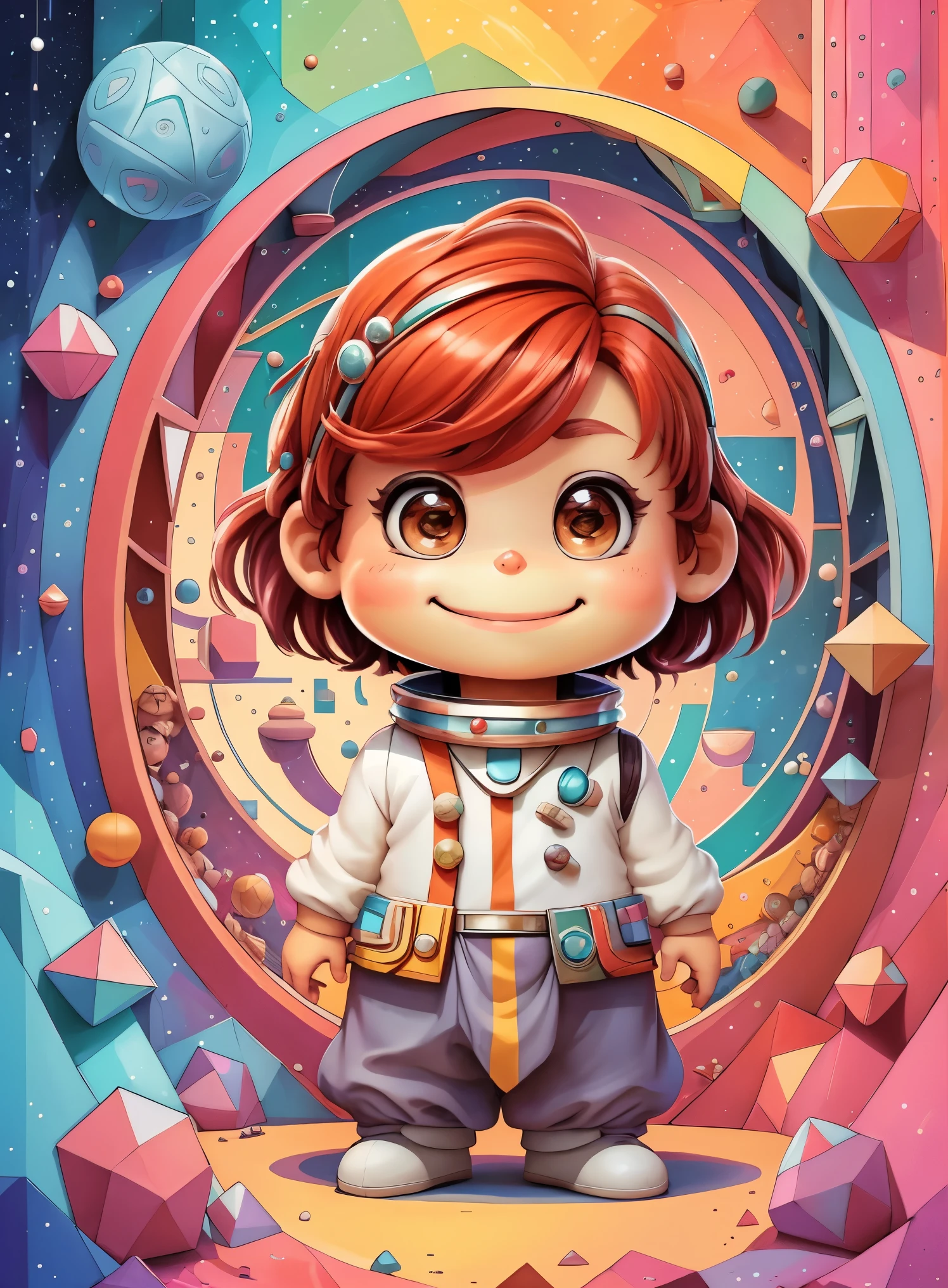 (nave espacial fofa sorrindo) Munchkin, Geometric multidimensional wall portrait, livro de arte, tchibi,
Yang08k, Lindo, Colouring,
Obras, da mais alta qualidade, melhor qualidade, arte oficial, Lindo and Aesthetic,