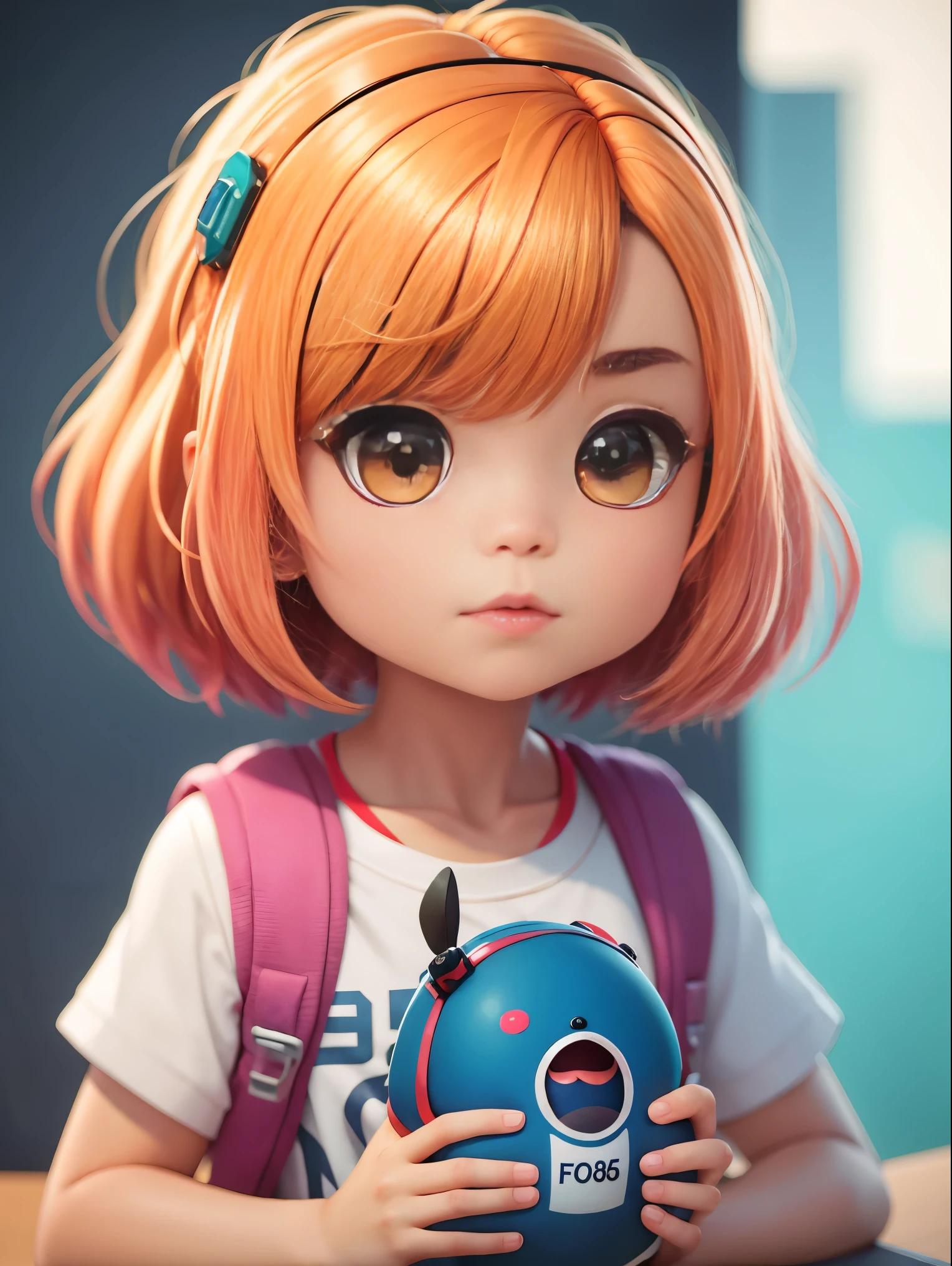  com longos cabelos azuis，Chibi，Roupas de estilo moderno，A rainbow、，O cyberpunk， usando um enorme capacete de monstro，Fundo branco puro，com um fundo simples，（obra de arte：1.2） （fotorrealista：1.2） （Bokeh） （melhor melhor qualidade） （Pele detalhada：1.3） （Detalhe Complexo） （8k） （Olhos detalhados） （sharp focus）,（se divertindo）