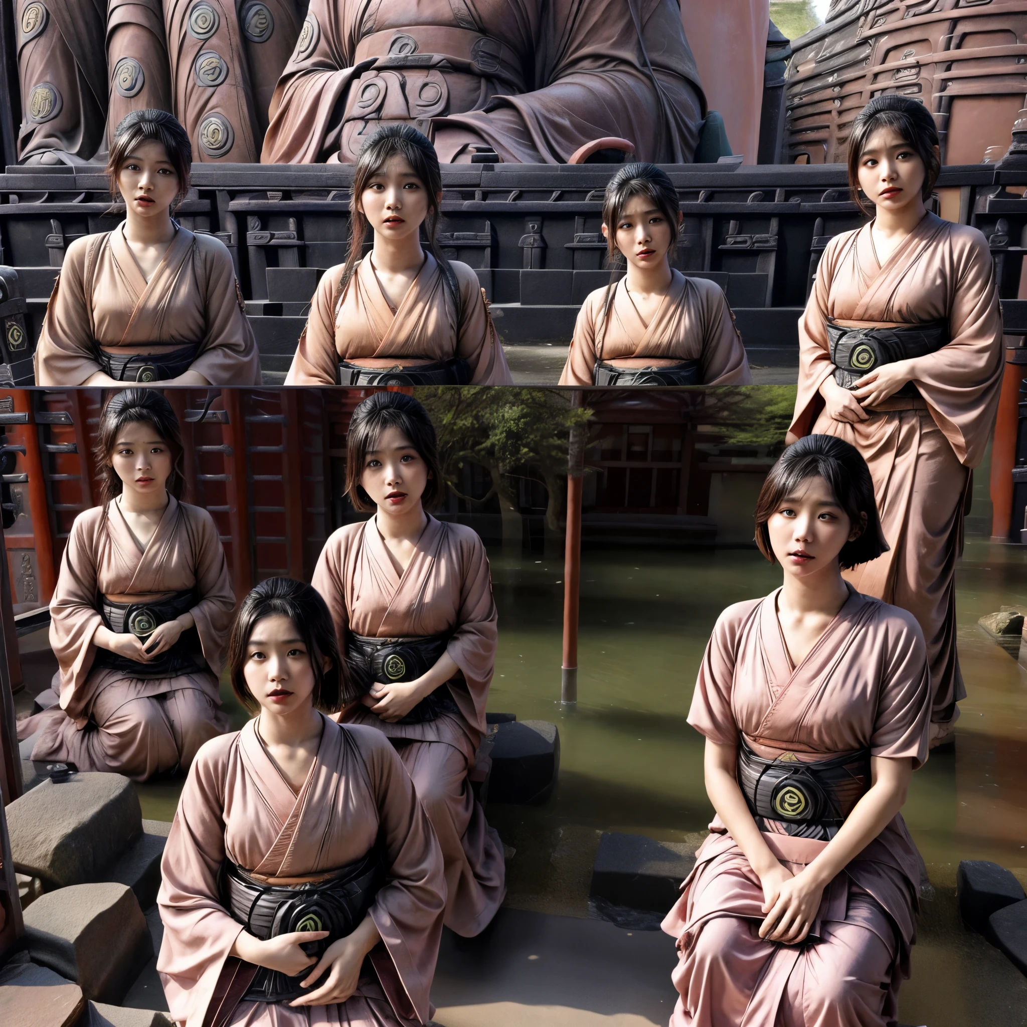 (((nipple:-0.99), (Acutance:0.85),(((Renbutsu Misako)) FACE VARIATIONS), 9 grid, 9 directions, different emotions .