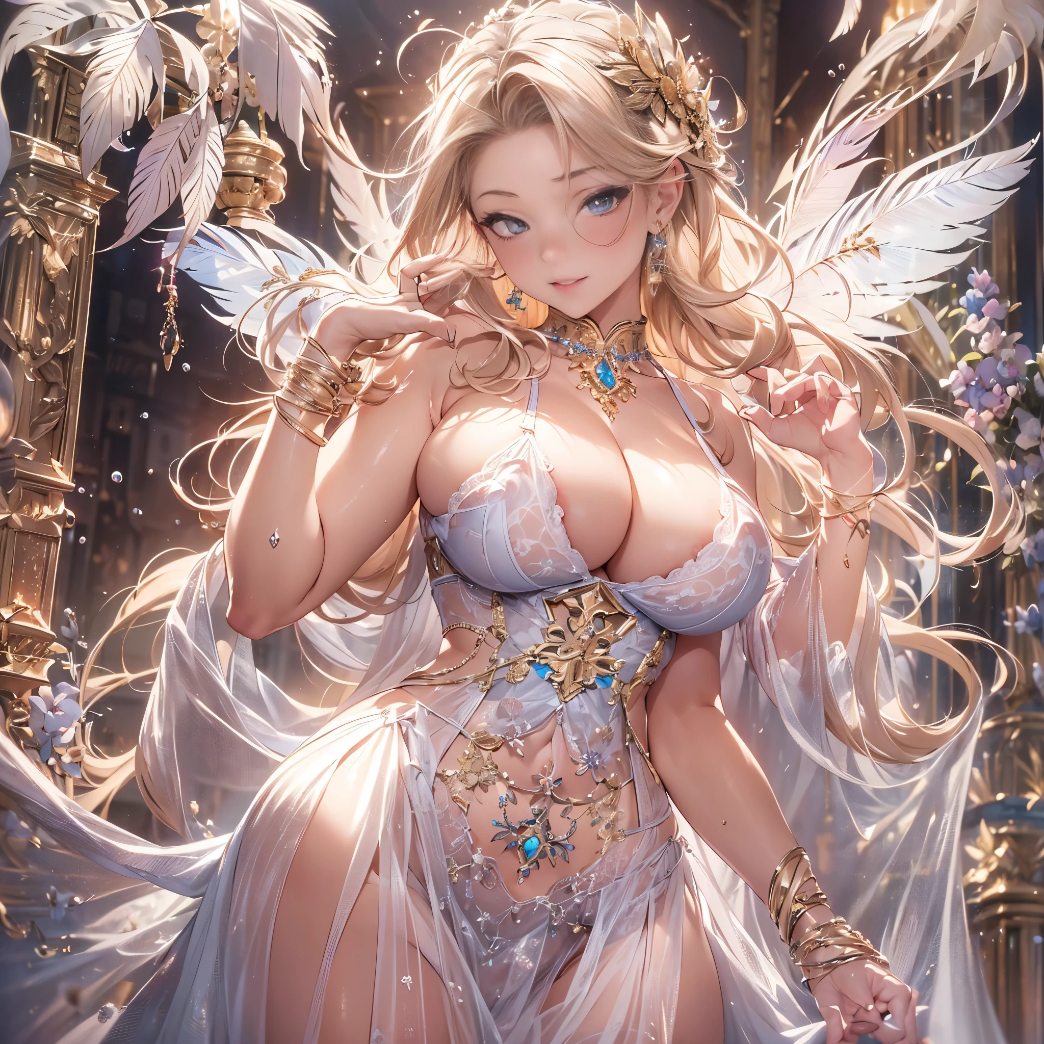 (Highly detailed CG Unity 8K wallpaper),(masterpiece), (最high quality), (super detailed), (best illustrations),(best shadow), (sharp eyeliner, eye shadow, fine eyes:1.1), (超High resolution,realistic,最high quality,realistic),(8K,RAWphotograph,最high quality,masterplece),real person,photograph,mature woman、sensual curves、huge breasts、thighs、bubble、お尻のmasterpiece, 最high quality, Super detailed, full body shot, mature woman, beautiful mature woman, nightgown and underwear, enchanting smile, thick lips, Chubby lips, blush, looking at the viewer, provocative expression, beautiful髪型, cleavage, Plump、curvy hips、attractive face、sexy lingerie、an inviting gaze、Expression of emotions、Lewd underwear、(((erotic see-through lingerie set)))、Standing position、gorgeous accessories 、big breastsの女性, bare shoulders, golden hair, colored feather, metal ornaments, colored flowers, particle, light, (masterpiece, 最high quality, 最high quality, official art, beautiful and aesthetic:1.2), (1 girl:1.3), very detailed,(fractal art:1.1),(colorful:1.1)、(flowers:1.3),most detailed,(zentangle:1.2), (dynamic pose), (abstract background:1.3), (shiny skin), (lots of colors :1.4), ,(earrings:1.4), (feather:1.4),masterpiece, 最high quality, Super detailed, 30~40 years, full body shot, beautiful 、various hairstyles,gold headband,plump breasts,beautiful butt,greek clothing,Tulle covers the breasts,perfectly proportioned, detailed clothing details,marble,god statue,cinematic lighting, film grain, Fuji color, 8K, masterpiece, Super detailed, high detail, high quality, High resolution, (((erotic see-through lingerie set)))、gorgeous accessories、raise your butt, from below, (((NSFW:1.2)))、exposed chest、Openwork decoration,(((see through dress)))、(((anatomically correct body))) , 最high quality, Super detailed, (((Lewd underwear)))、raise your butt, from below, (NSFW: 1.4)、exposed chest、(((Healing face)))、Openwork decoration,(((R-18)))、Hakari、thighs, big breasts, Are standing, cowboy shot, blush, 1 girl, (masterpiece:1.3), (High resolution), (8K), (very detailed), perfect face, Nice eyes and face, (((最high quality))), (Super detailed), detailed face and eyes, (alone), High resolution、beautiful目,(((sexy pose)))、(((big breasts)))、((beautiful eyes))、luxury、(((超High resolution)))、(((detailed description)))、(((Chubby body type)))、(((Body parts that match the anatomy)))、beautiful長いまつ毛、well-balanced body shape、2book arm、2 feet、Just the right size for legs and arms、Fishnet tights、glamorous、Clear white and black eyes、Lee Hong、lipstick、Sparkling