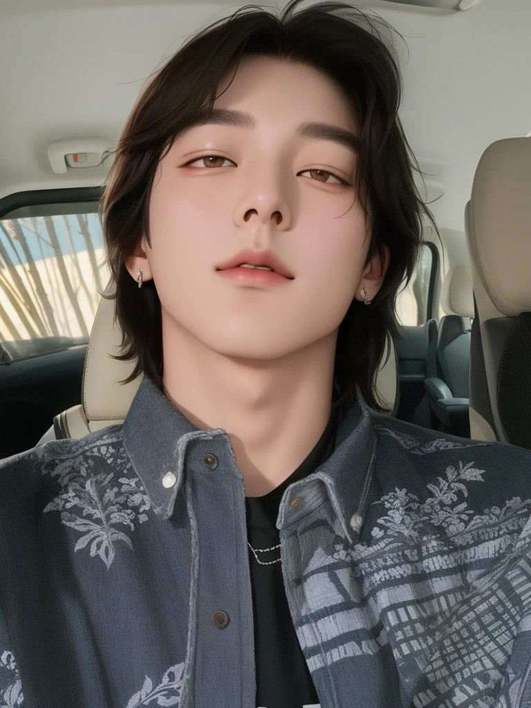 Hay un hombre sentado en el asiento trasero de un auto., hyung tae, Jinyoung Shin, cai xukun, taken in the early 2020s, hong junio hyung, TaeJune Kim, steven jung, xqc, jungkook, 27 years old, androgynous face, brillante por la lluvia, 22 years, jeon jungkook bts, jungkook bts, korean female face