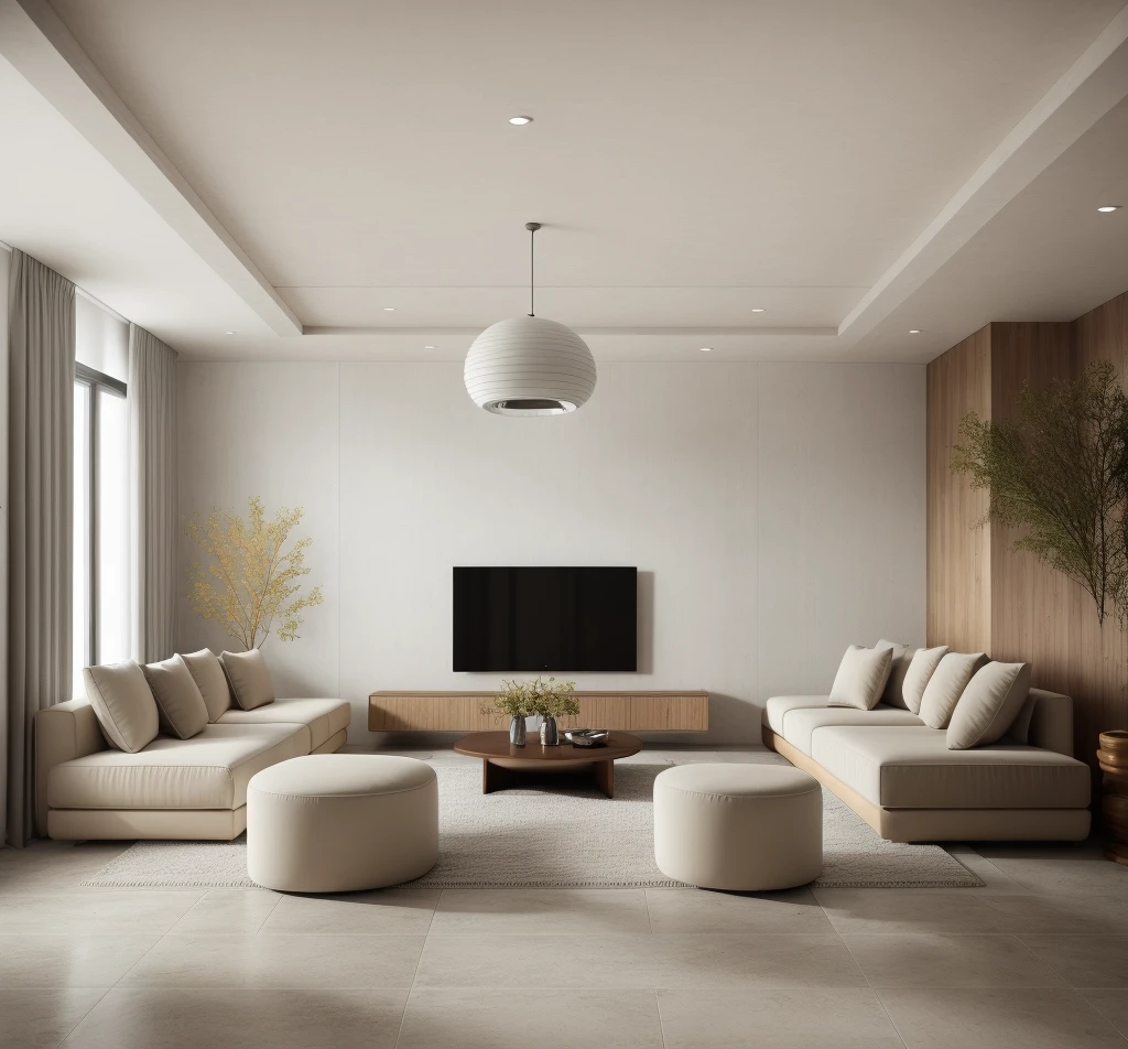 Real photo, modern Mid-century livingroom, volumetric lighting, shadows, high-end photography, fidelity, bright details, sharp, unique, winning photography award, Canon EOS 5D Mark IV DSLR camera, f/ 6 , ISO 100, 1/250 sec, uhd, 8k, natural soft light Of course, best quality, Super high resolution, floor made from Honed Brick Bond Tiles Cappucino Marble Texture:1.2