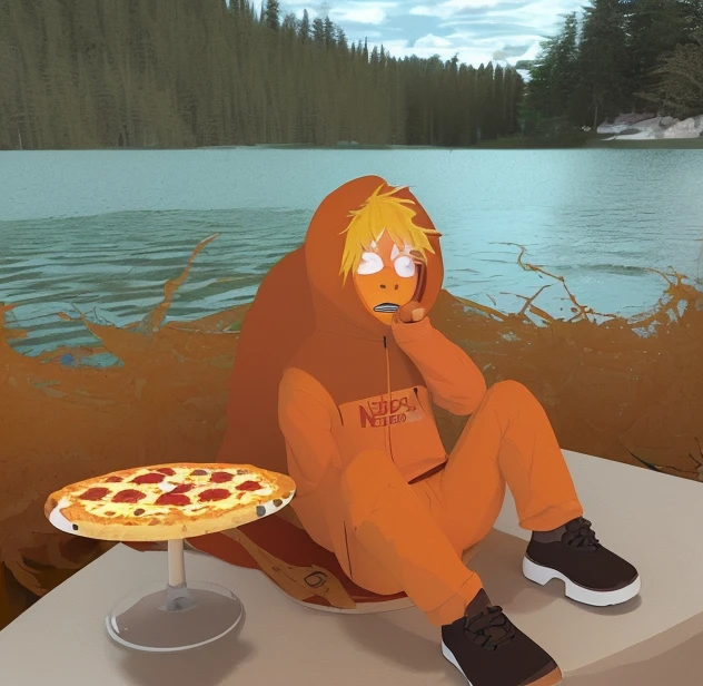 Kenny McCormick eating Drugs and Nachos Pizza on Lake