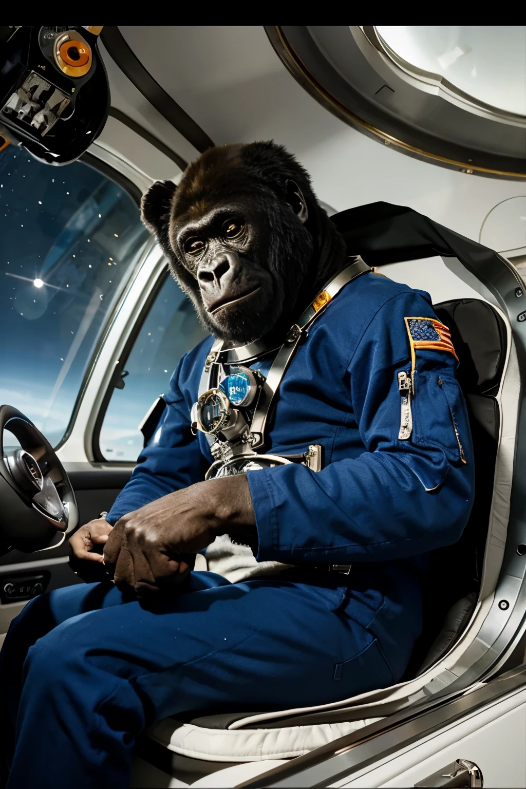imagine a gorilla in an astronaut outfit, cartoon style
