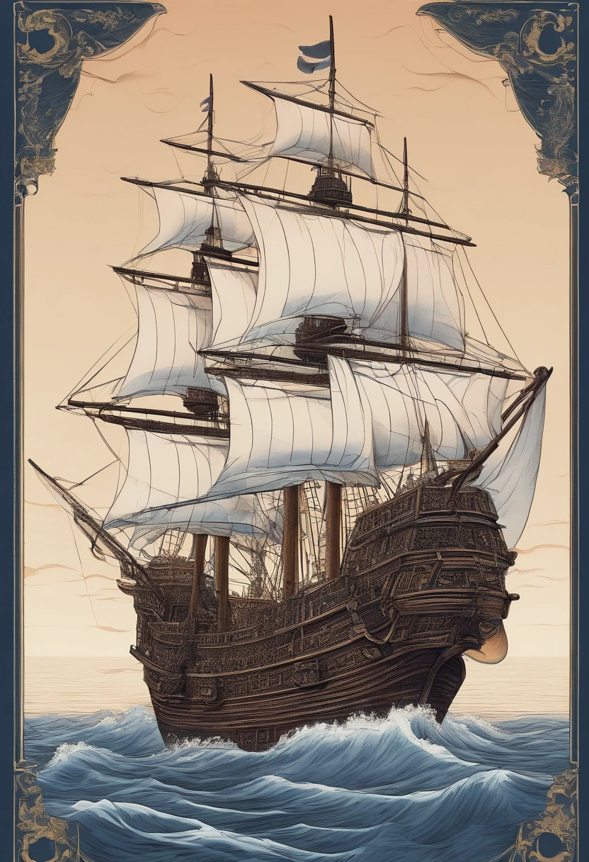 Chinese pirate ship at dawn