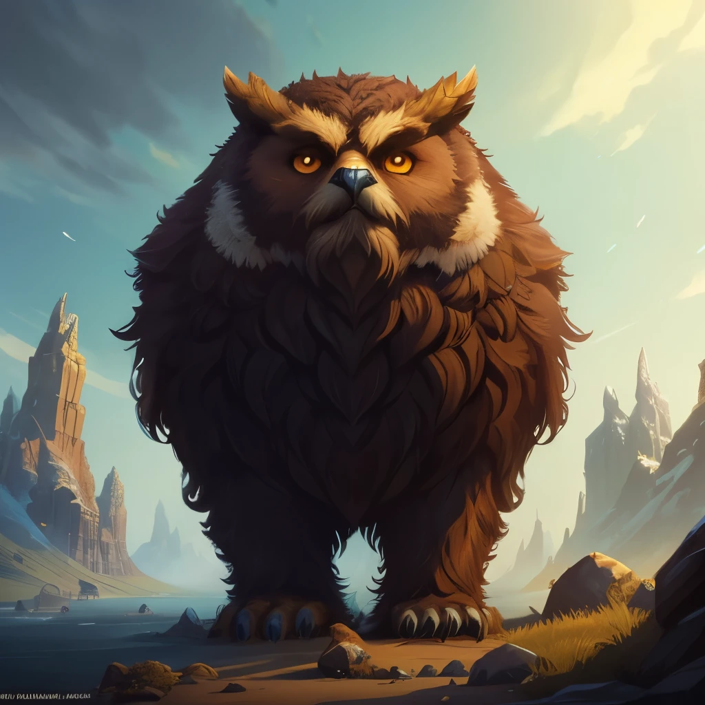 OBJECT, NO HUMANS, SOLO FOCUS, ITEMS, a digital painting of owlbear, EA Phenomic art style, world of warcraft splash art, by Magali Villeneuve, inspired by Michael Komarck, fantasy art, character close-up, Artstation contest winner, by Muggur, inspired by Slawomir Maniak