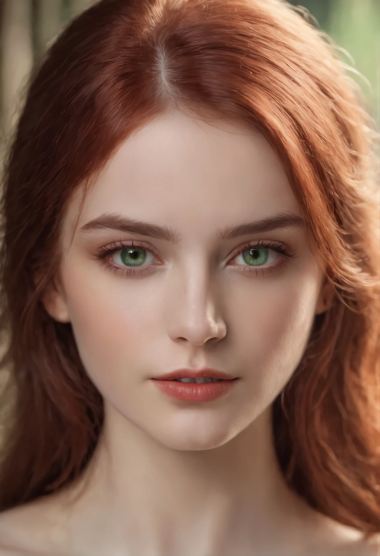 (((a deep reddish wound crosses her left cheek))) fair complexion, woman around 19 years old, natural white hair, distinctive green eyes, wearing kohl, slender and graceful, beautiful, candlelight in a medieval setting, ultra sharp focus, realistic shot, medieval female clothes, tetradic colors (scar:1.4)age, redhead haired girl with green eyes and long hair, sexy girl with green eyes, soft portrait shot 8 k, with red hair and green eyes, beautiful realistic face, realistic beautiful face, detailed beauty portrait, photorealistic beautiful face, realistic digital painting, beautiful redhead woman, red hair and attractive features, beauty woman with detailed faces, photo of a beautiful woman, beautiful female face And this girl is completely unclothed and completely naked and she is not wearing any clothes and she is not wearing any underwear and all her body parts are visible and she has a special charm.