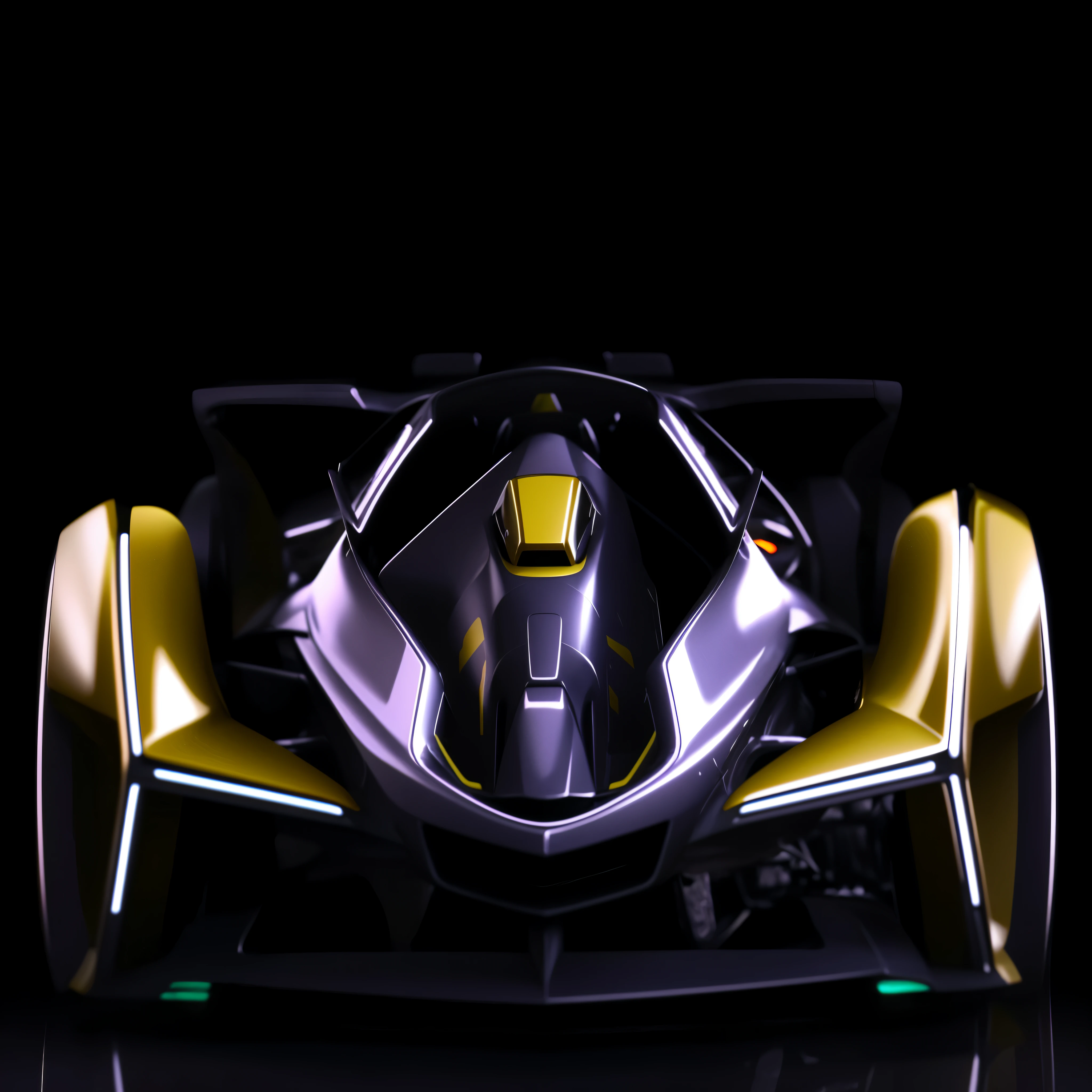 a close up of a futuristic car with a yellow and black interior, futuristic product car shot, render of futuristic supercar, cinematic front shot, daniel maidman octane rendering, octane 2. 0 render, prototype car, 3 d render n - 9, extreme render, 3d render octane, 3 d render octane, vehicle concept photo!!, render octane, front perspective