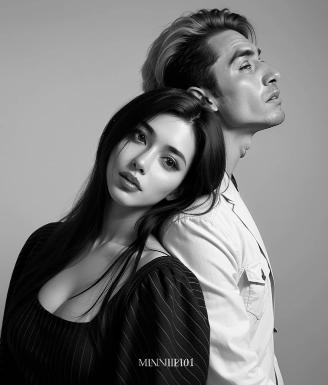 imagem arafada de um homem e uma mulher posando para uma revista