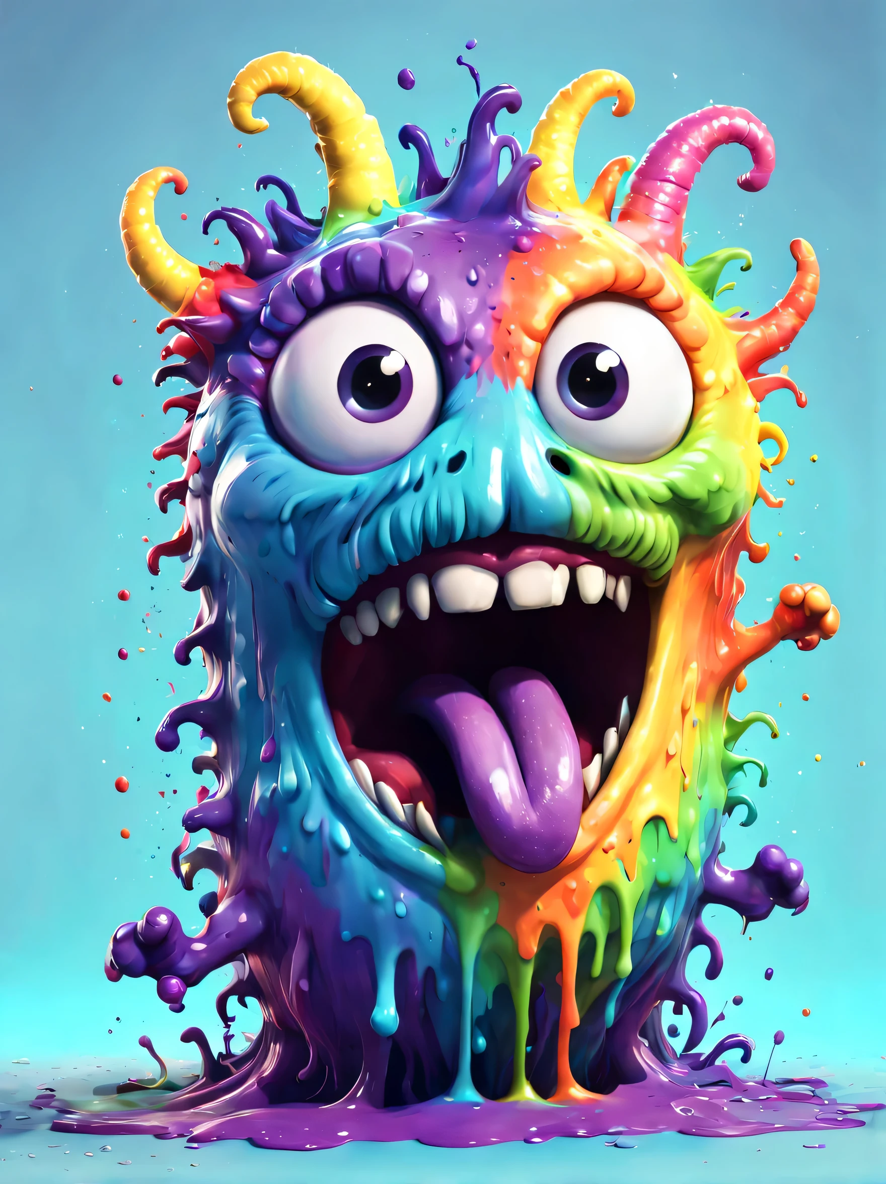 Papercut collage of <lora:Smiling_Jellyfish_XL_Series:1> a pink monster with a mouth full of paint, cute 3 d render, character is covered in liquid, rendered in cinema 4 d octane, blender art, cinema 4d colorful render, highly detailed photo of happy, rendered in cinema4d, rendered in cinema 4 d, colorful octane render, 3 d illustration, 3d illustration, stylized as a 3d render . Mixed media, textured paper, overlapping, asymmetrical, abstract, vibrant