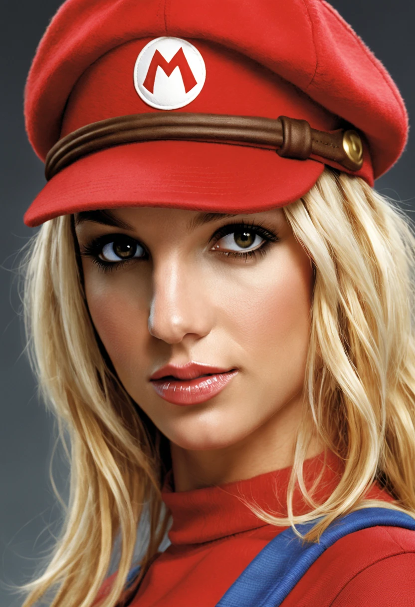 Hyperrealistic art Portrait of young (Britney Spears:0.6) ((ohwx woman)) as super Mario, red hat, fantasy, highly detailed, digital painting, artstation, concept art, sharp focus, illustration, art by Tony Sart and artgerm and randy vargas. Extremely high-resolution details, photographic, realism pushed to extreme, fine texture, incredibly lifelike