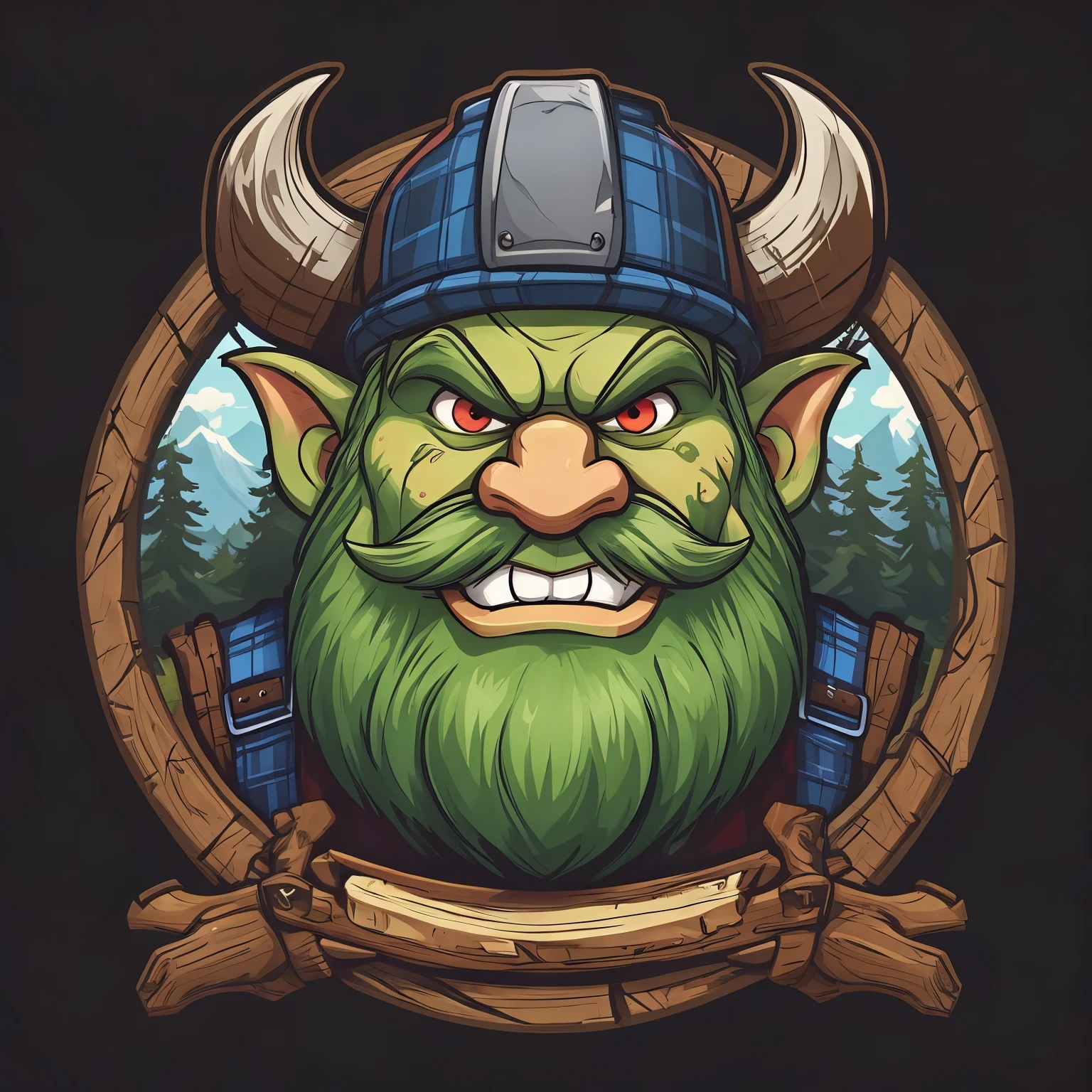 well-dressed lumberjack ogre logo, cartoon style