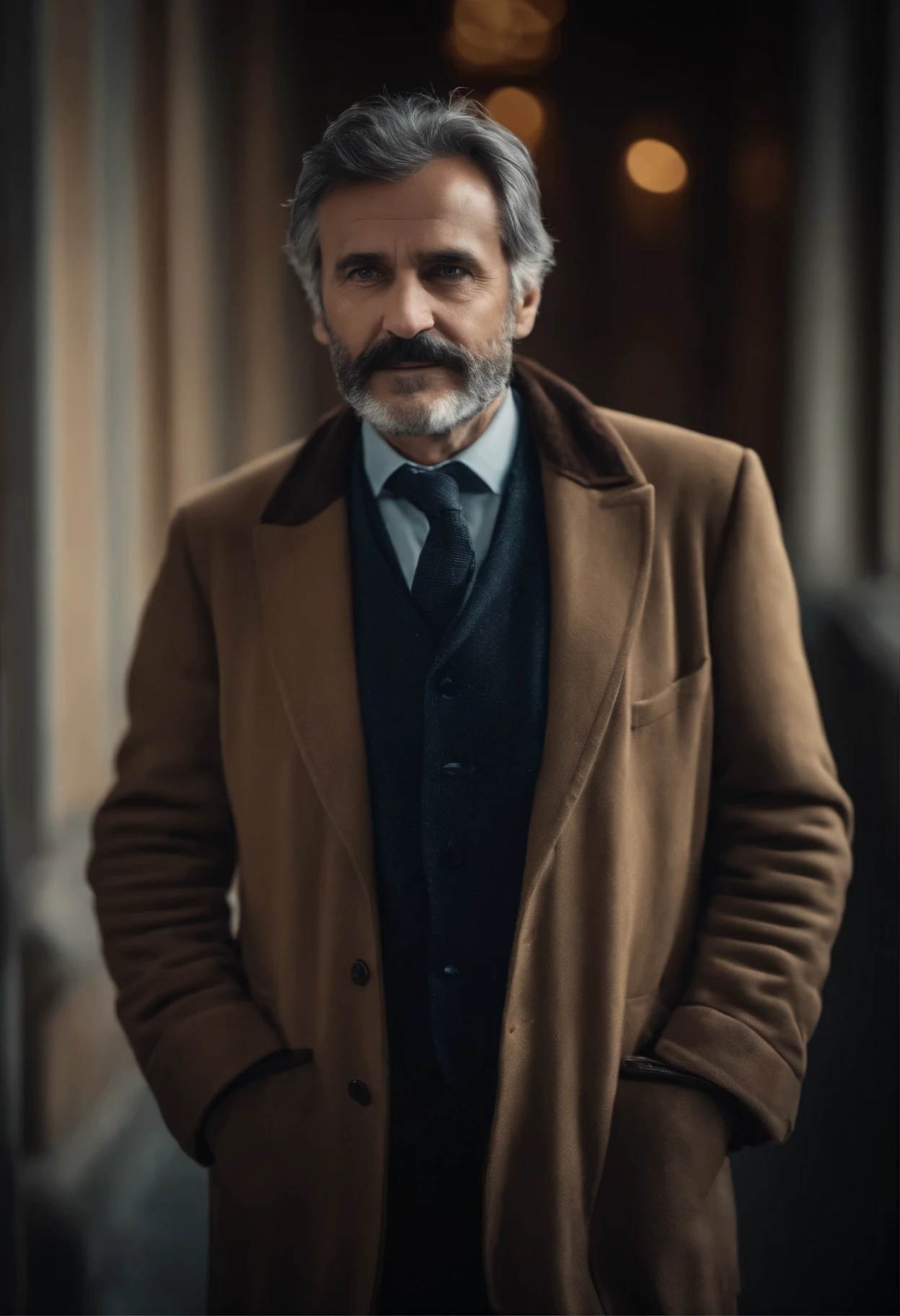 University professor between 40 and 50 years old, Looking at camera from the front
