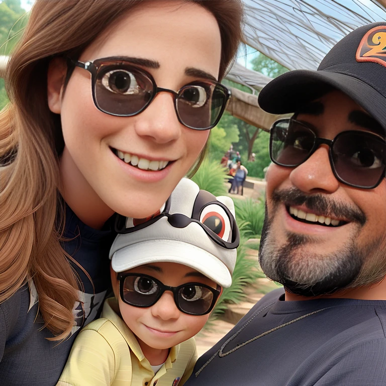 Dad, mom and son at the zoo